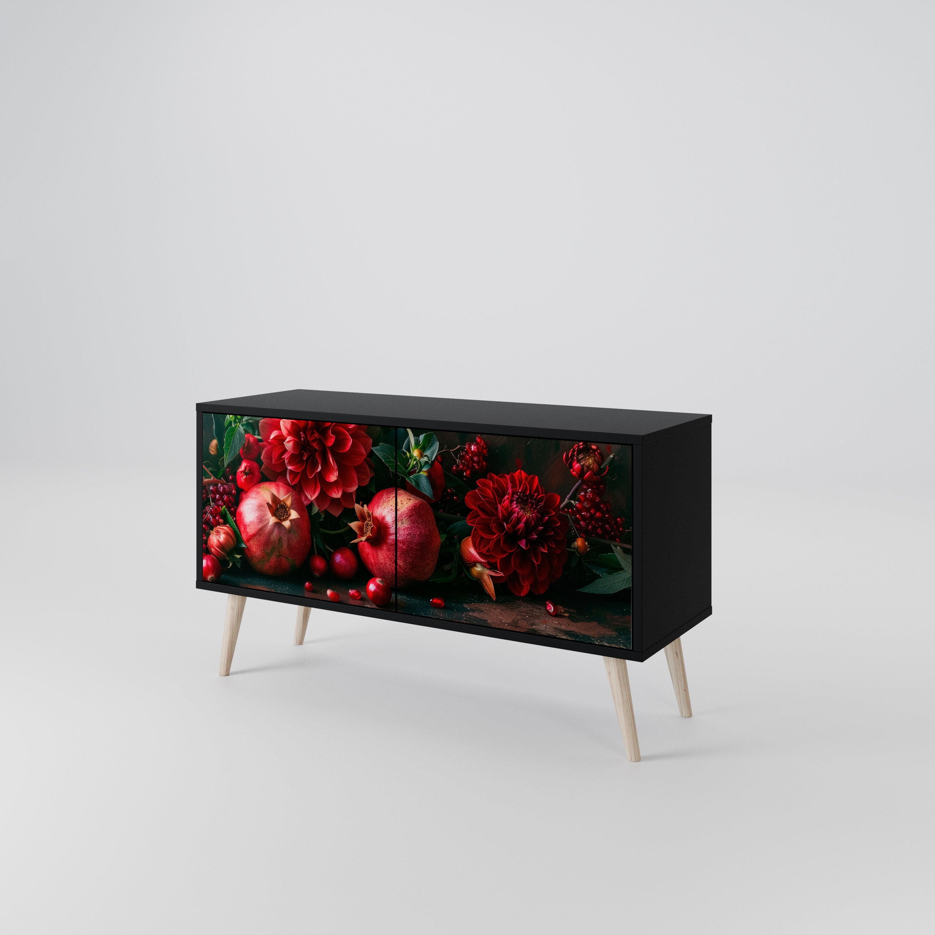 DAHLIAS AND POMEGRANATES Compact 2-Door TV Cabinet
