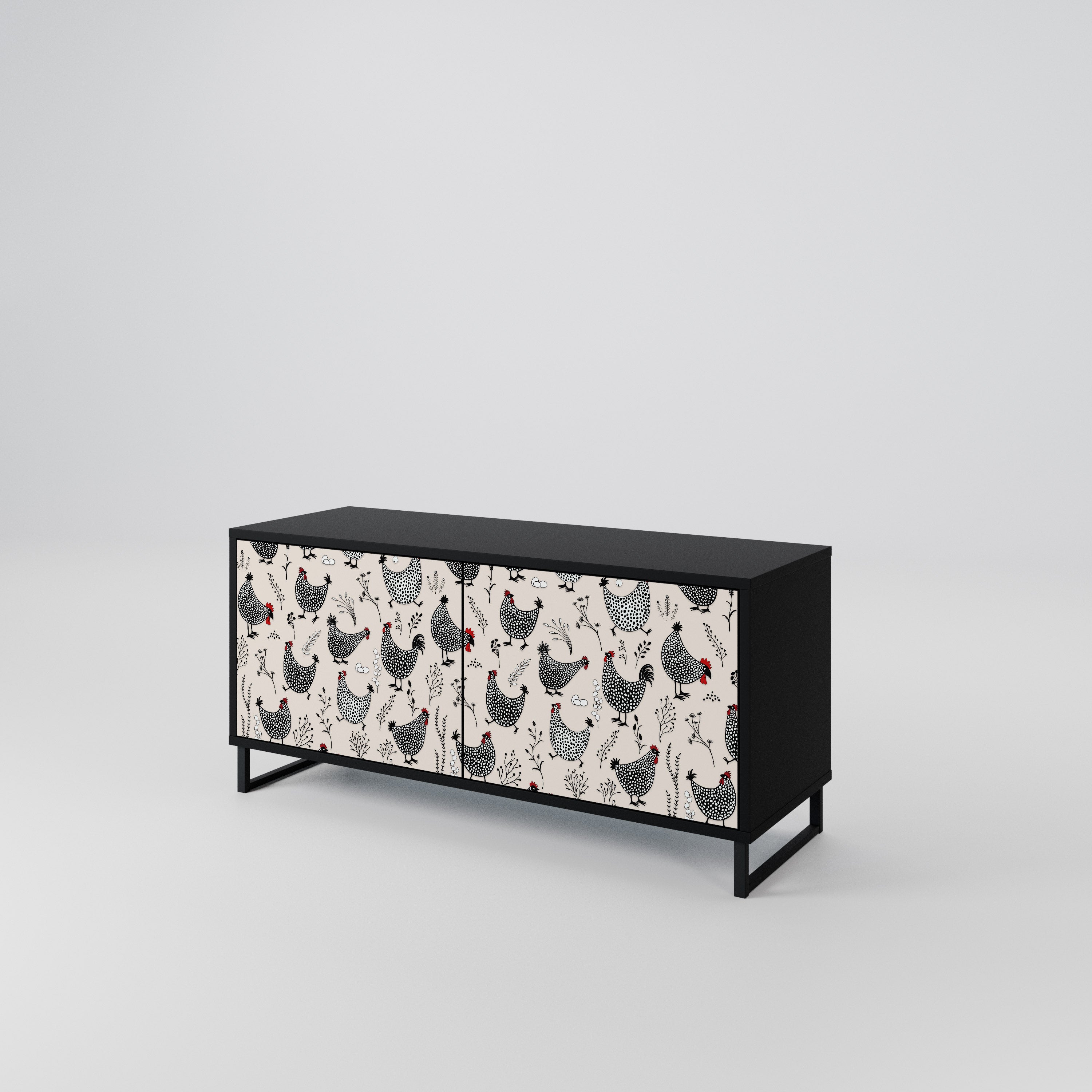 HAPPY HENS Compact 2-Door TV Cabinet