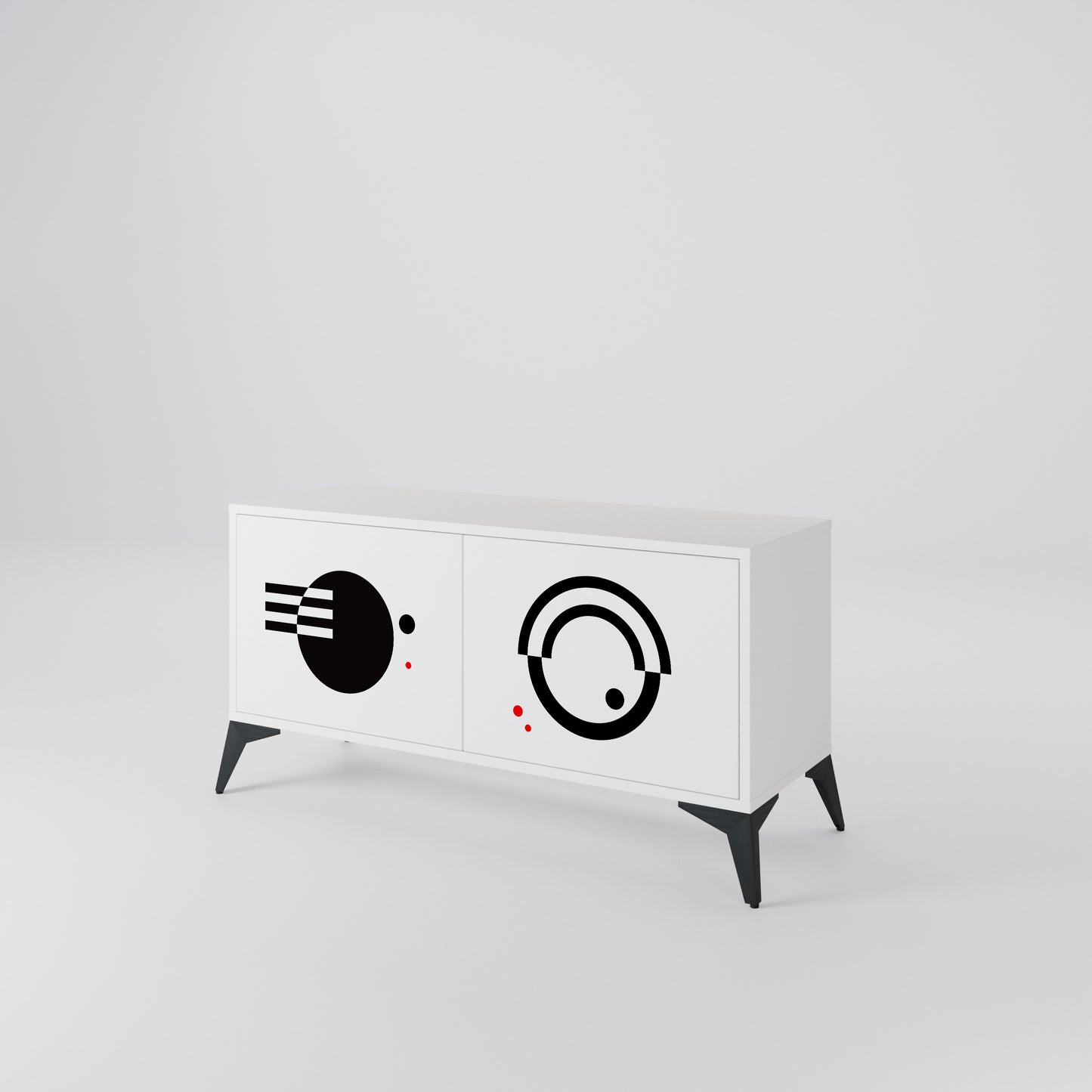 BLACK AND WHITE COMBINATION Kompaktes 2-türiges TV-Lowboard
