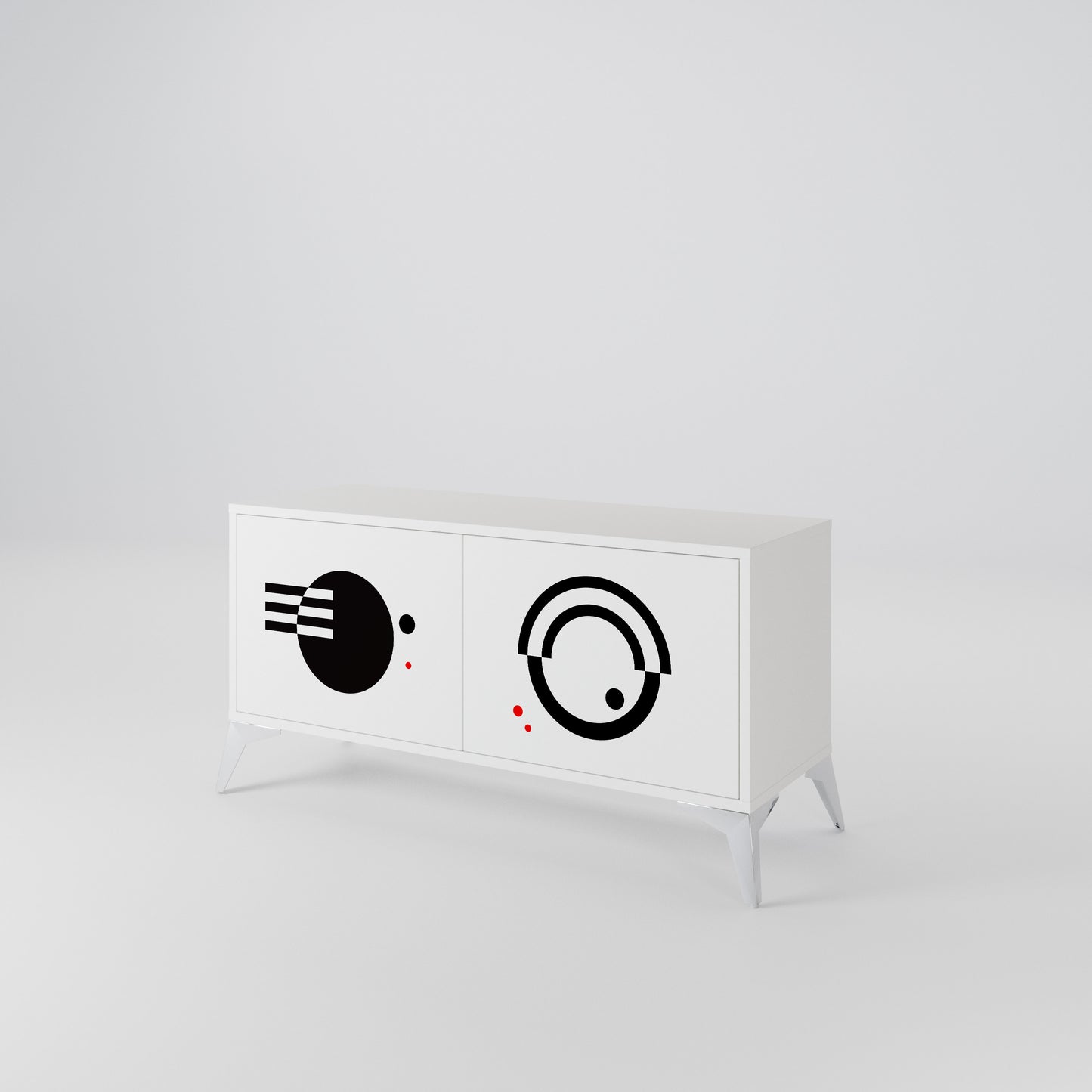 BLACK AND WHITE COMBINATION Kompaktes 2-türiges TV-Lowboard