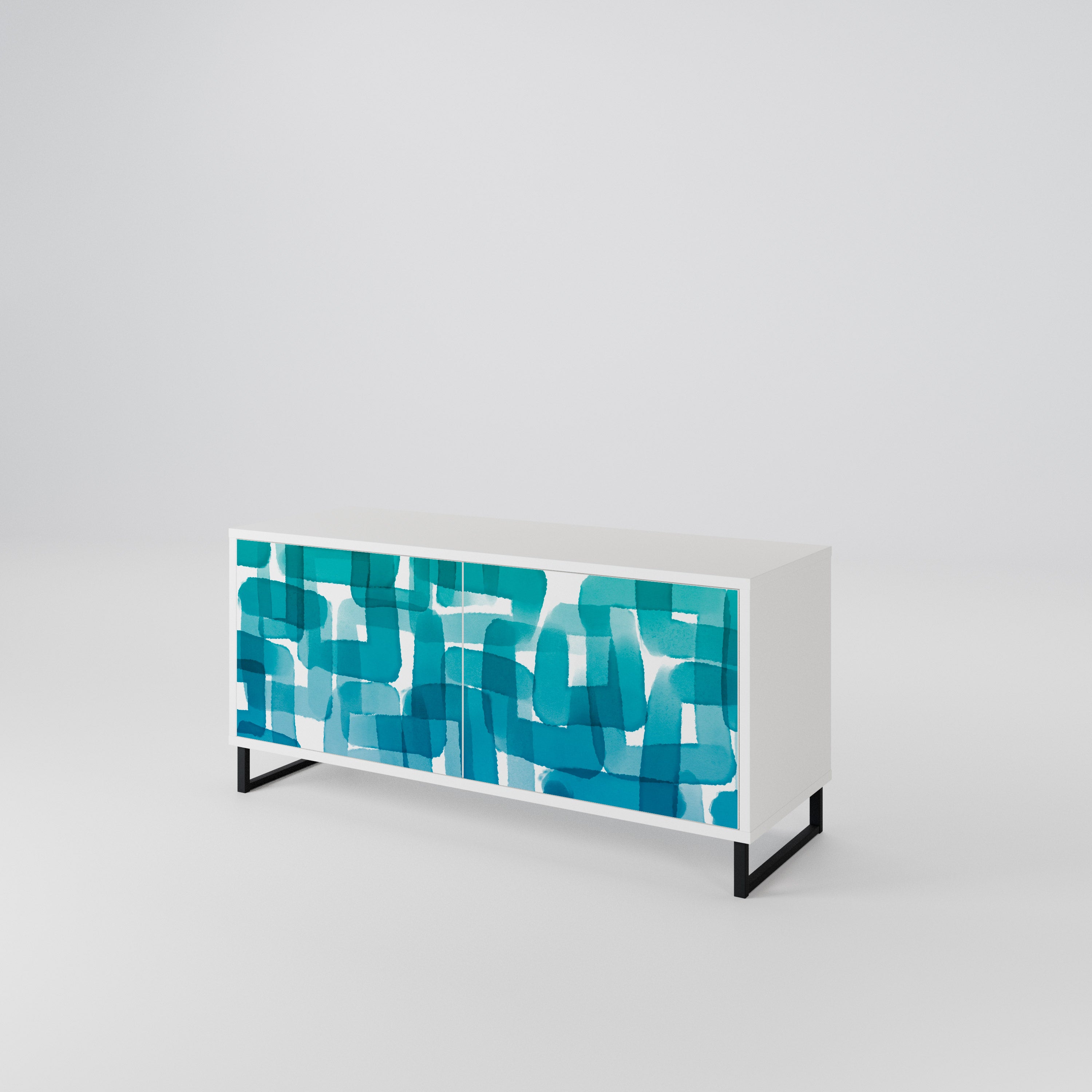 TURQUOISE RECTANGLES Kompaktes 2-türiges TV-Lowboard