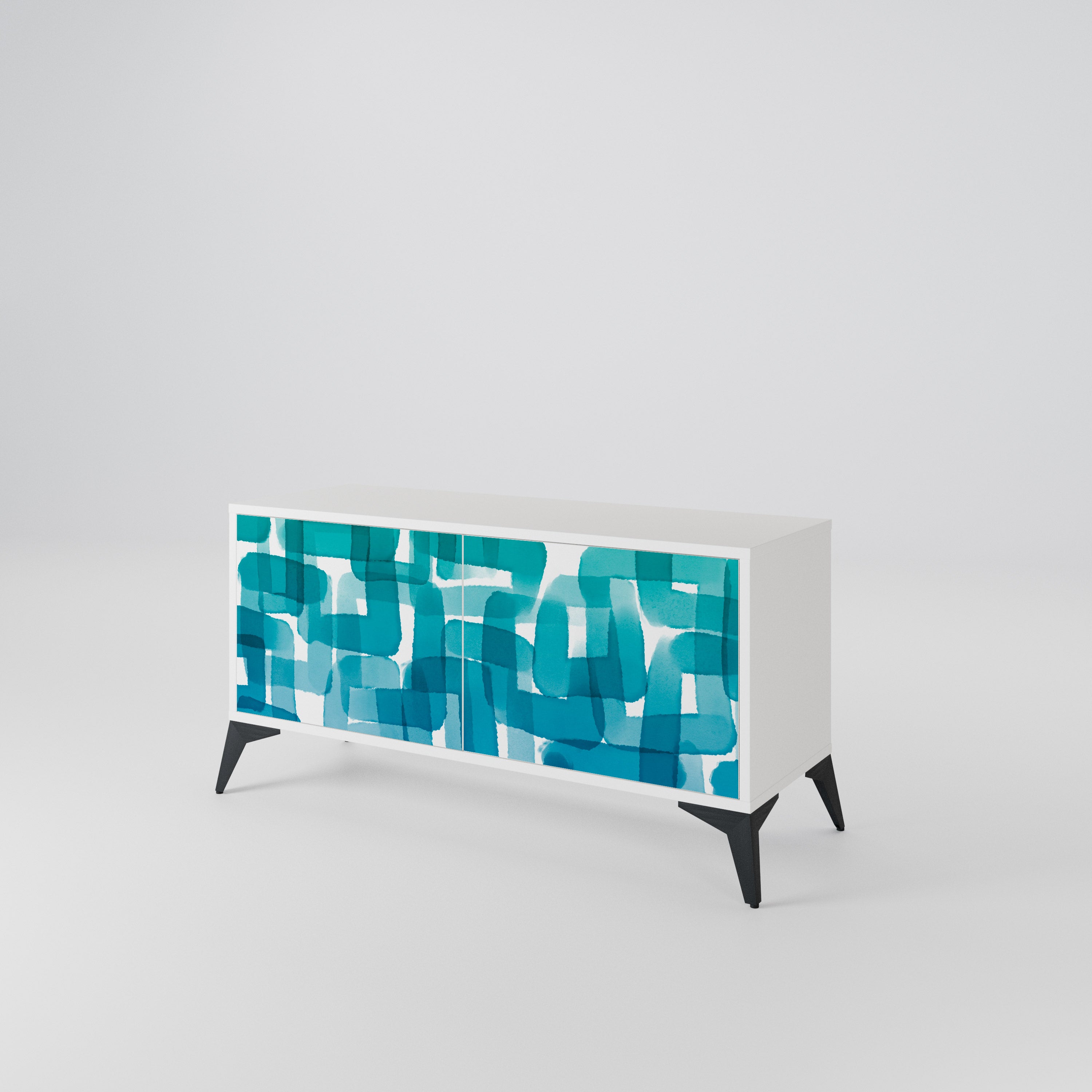 TURQUOISE RECTANGLES Kompaktes 2-türiges TV-Lowboard