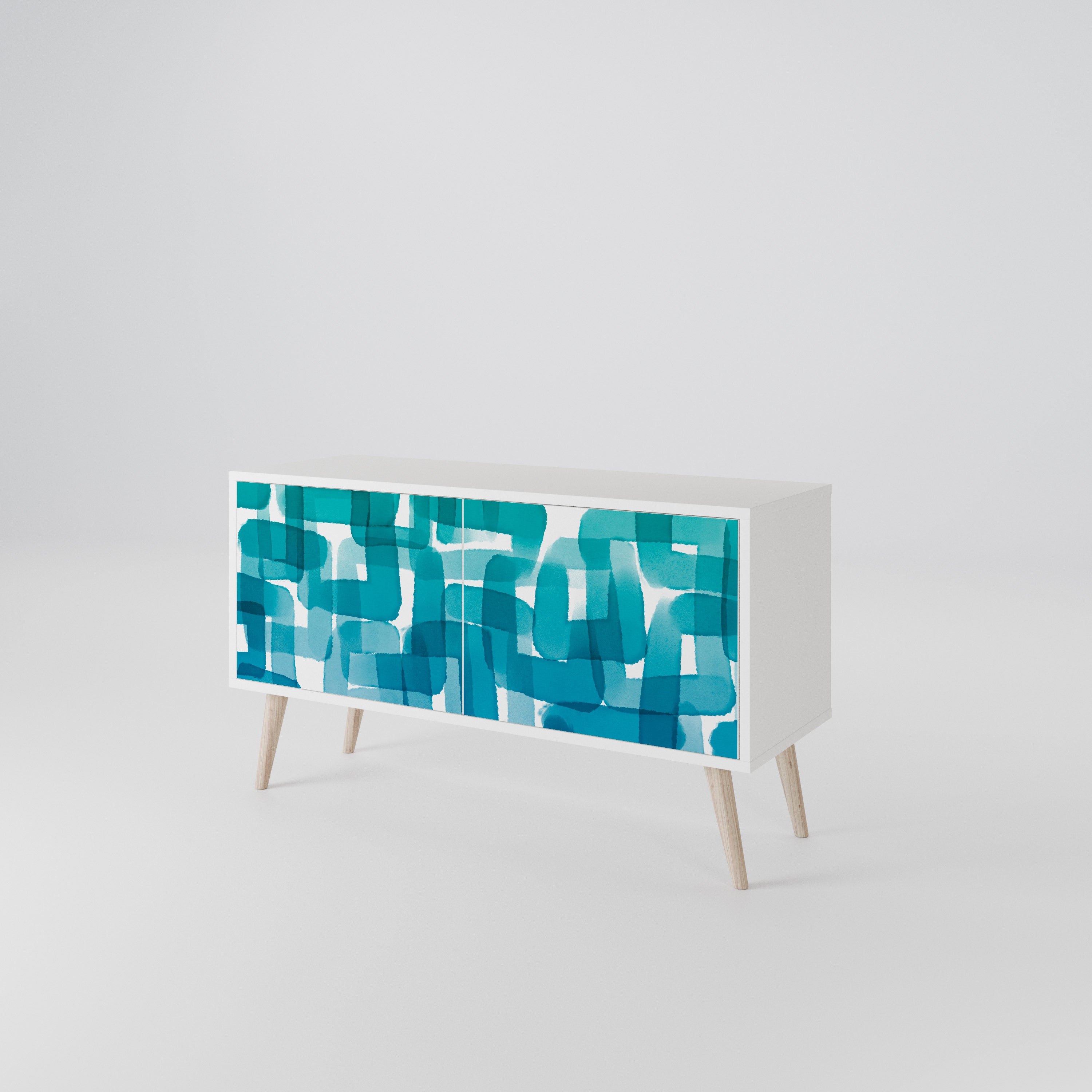 TURQUOISE RECTANGLES Kompaktes 2-türiges TV-Lowboard