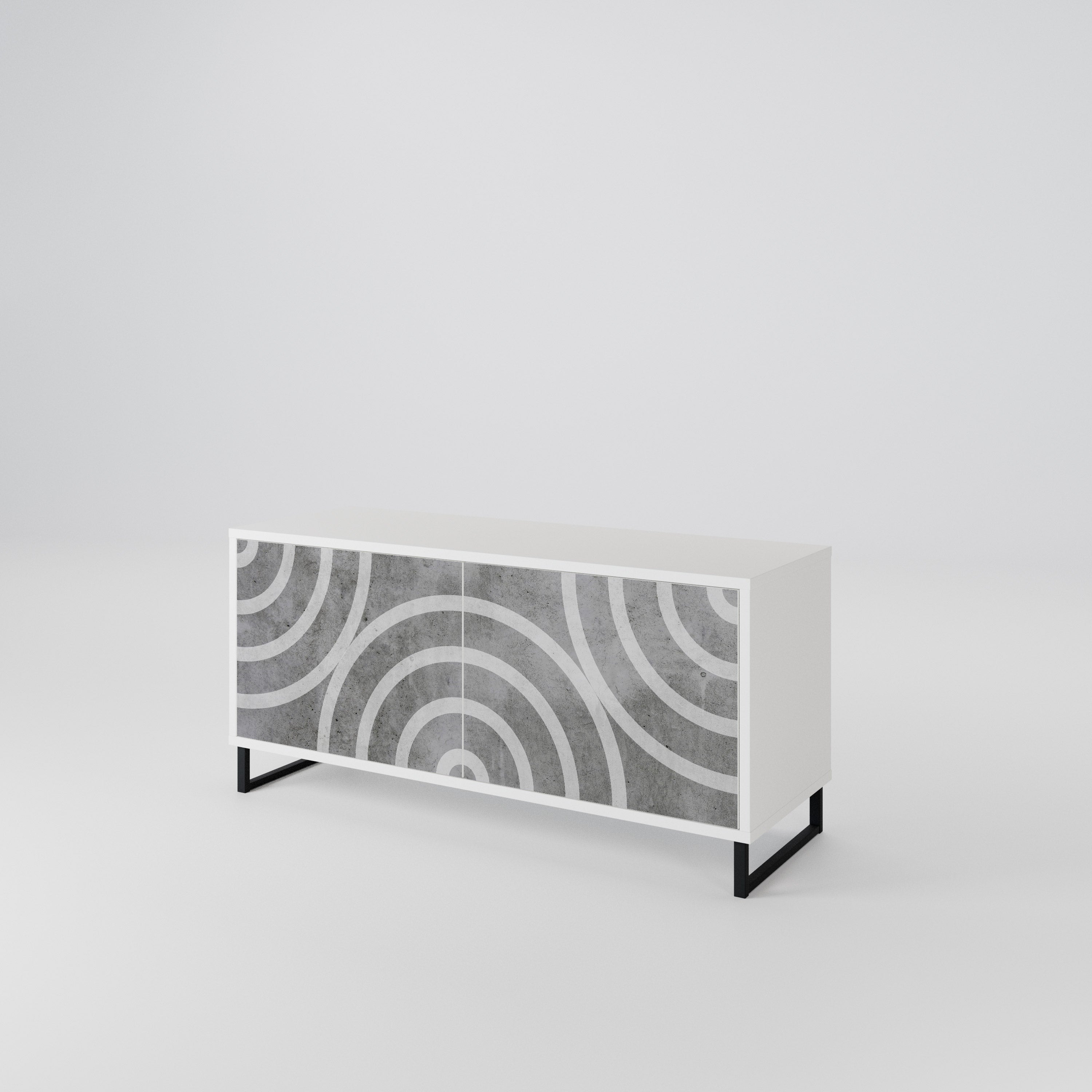 CIRCLE CONCRETE Kompaktes 2-türiges TV-Lowboard