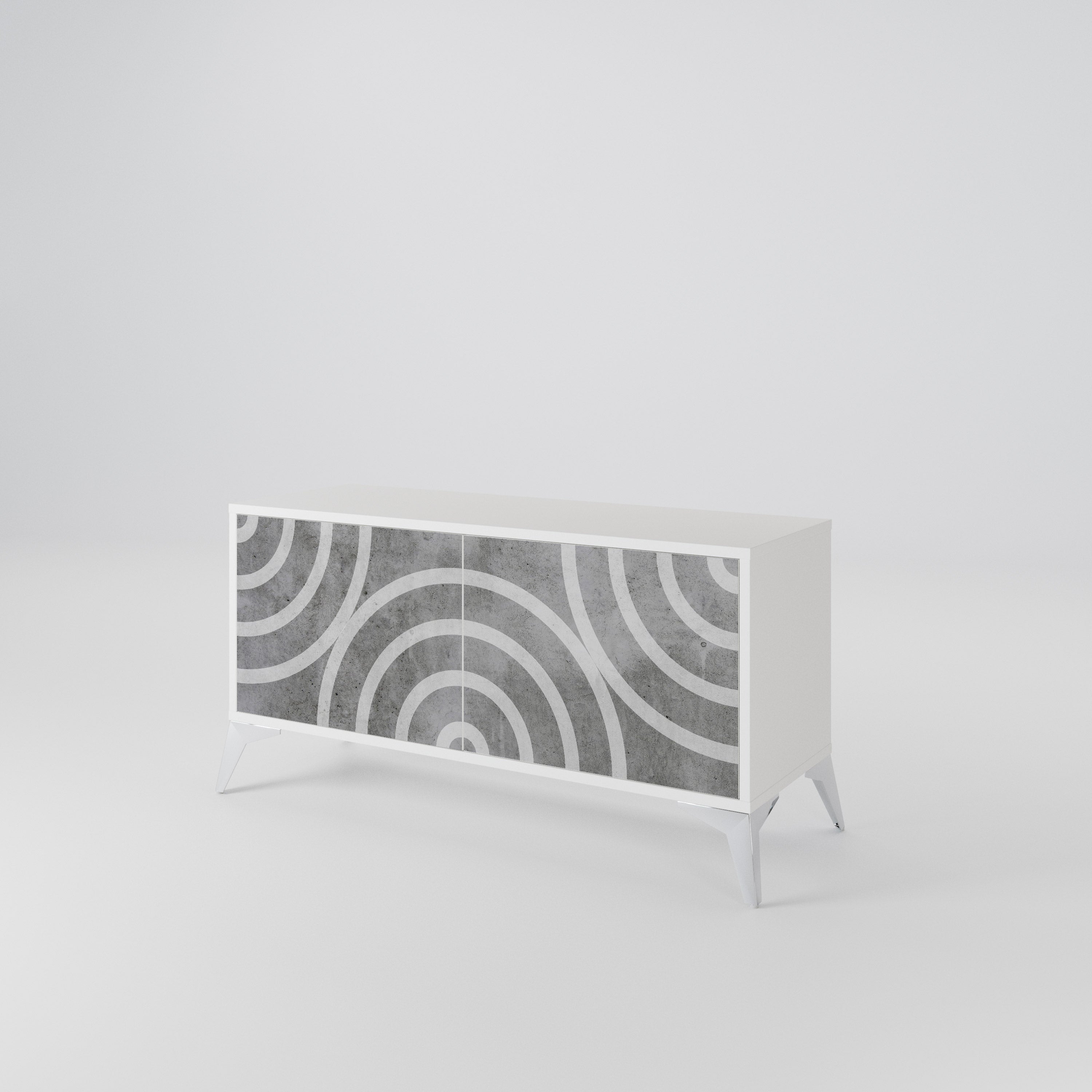 CIRCLE CONCRETE Kompaktes 2-türiges TV-Lowboard