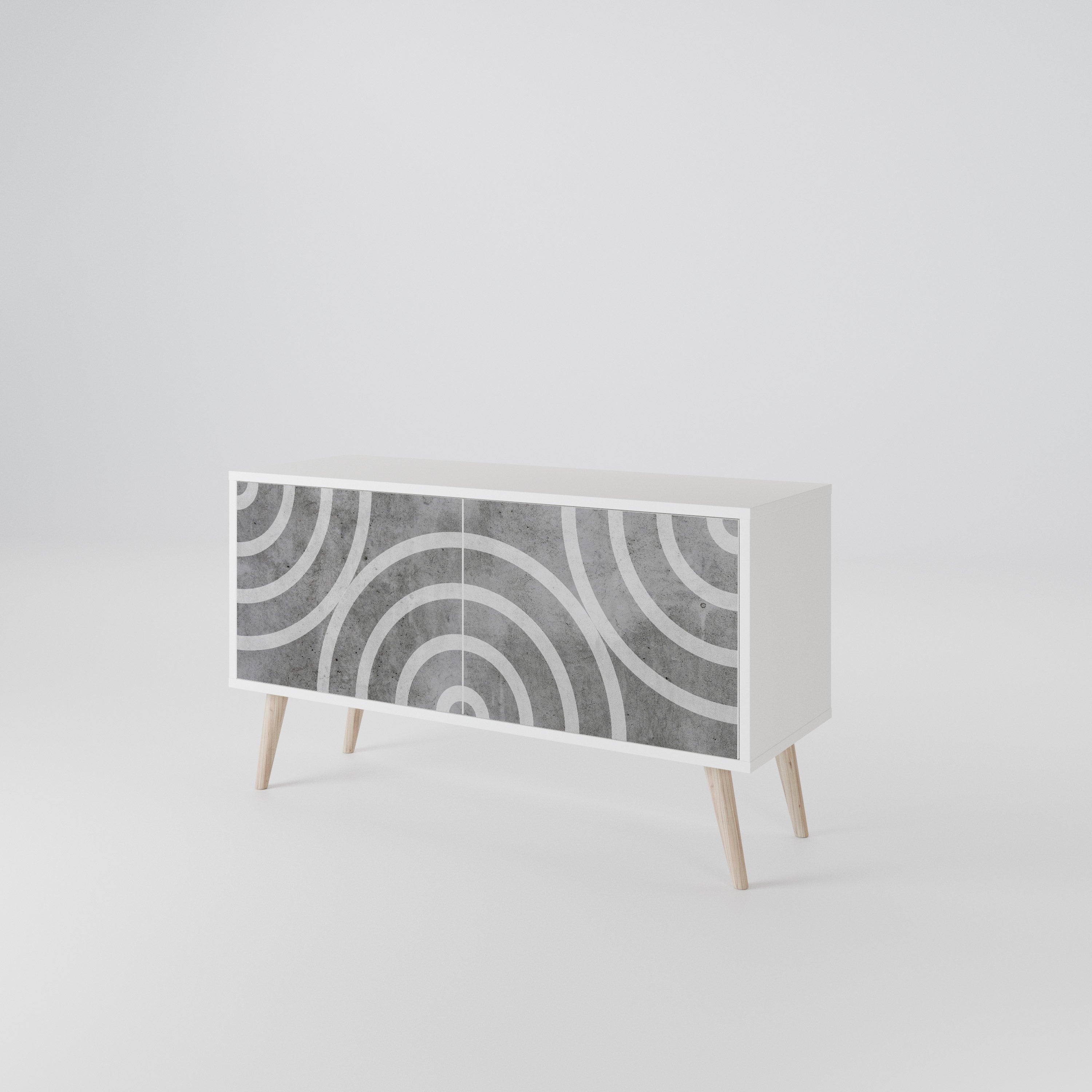 CIRCLE CONCRETE Kompaktes 2-türiges TV-Lowboard