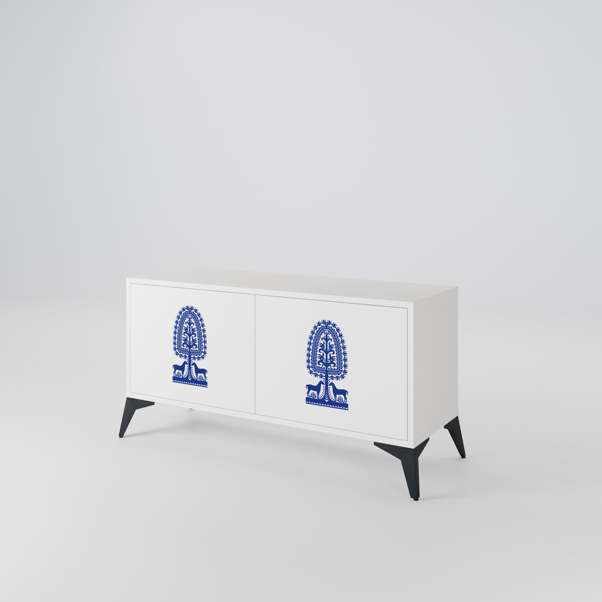 POLISH FOLK ART Compact 2-Door TV Cabinet