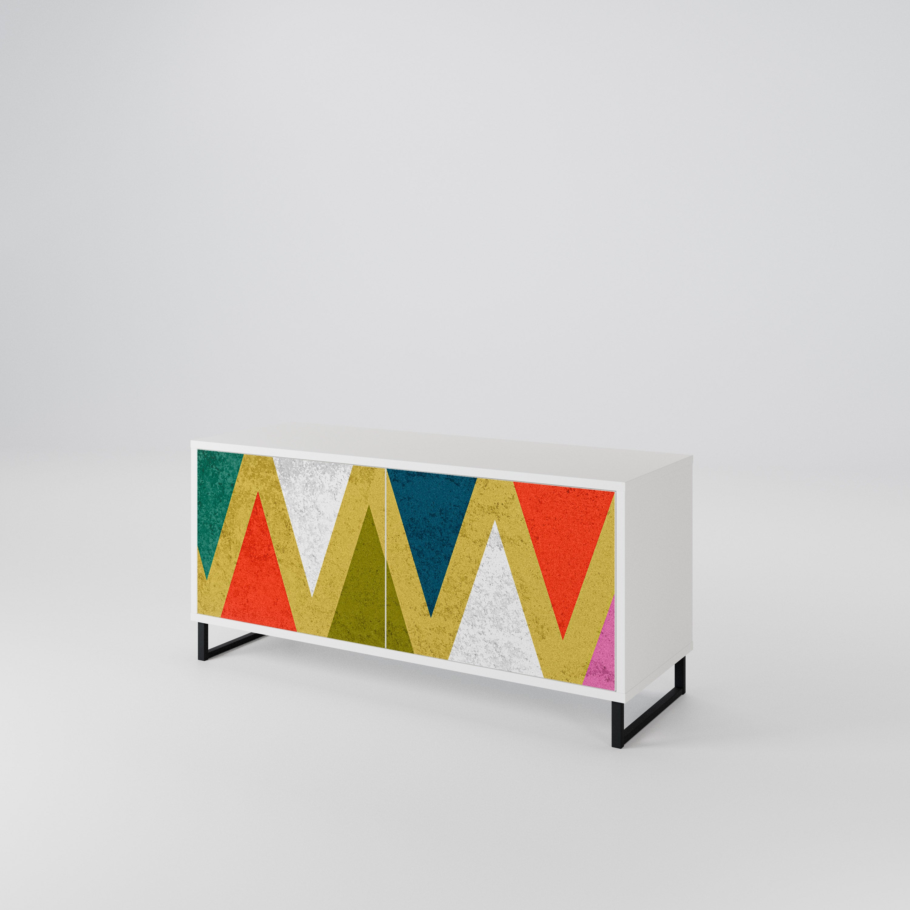 COLORFUL TRIANGLES Kompaktes 2-türiges TV-Lowboard