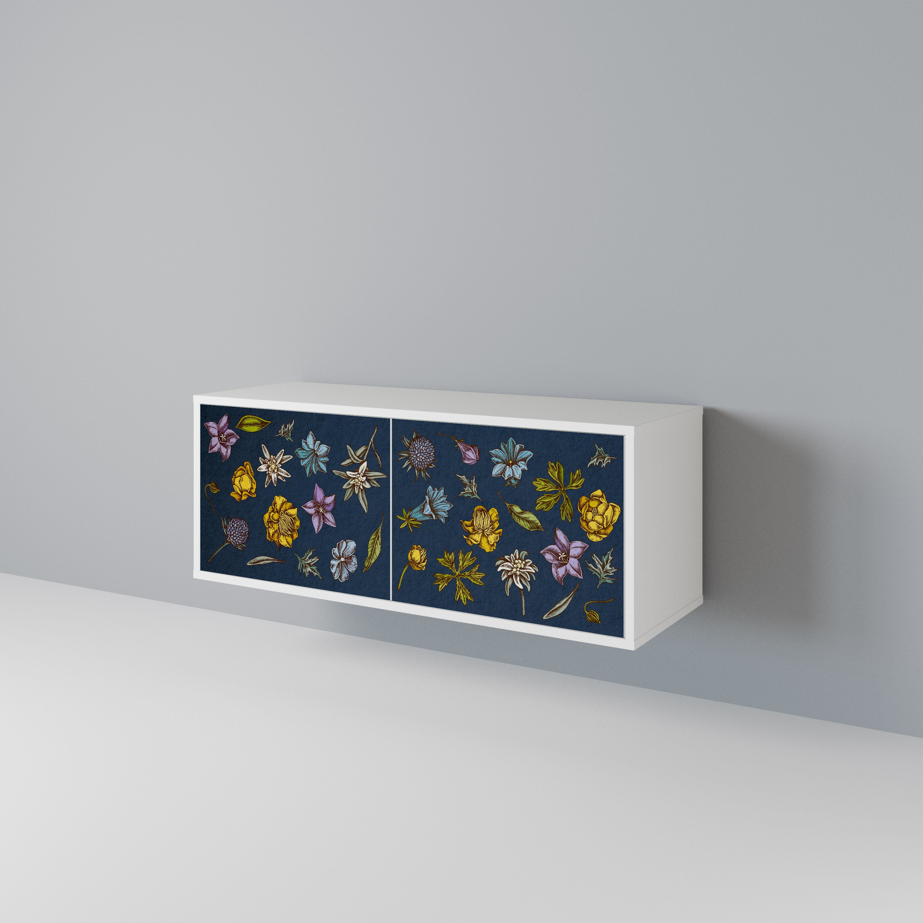 FLOWERS ON NAVY BLUE Kompaktes 2-türiges TV-Lowboard