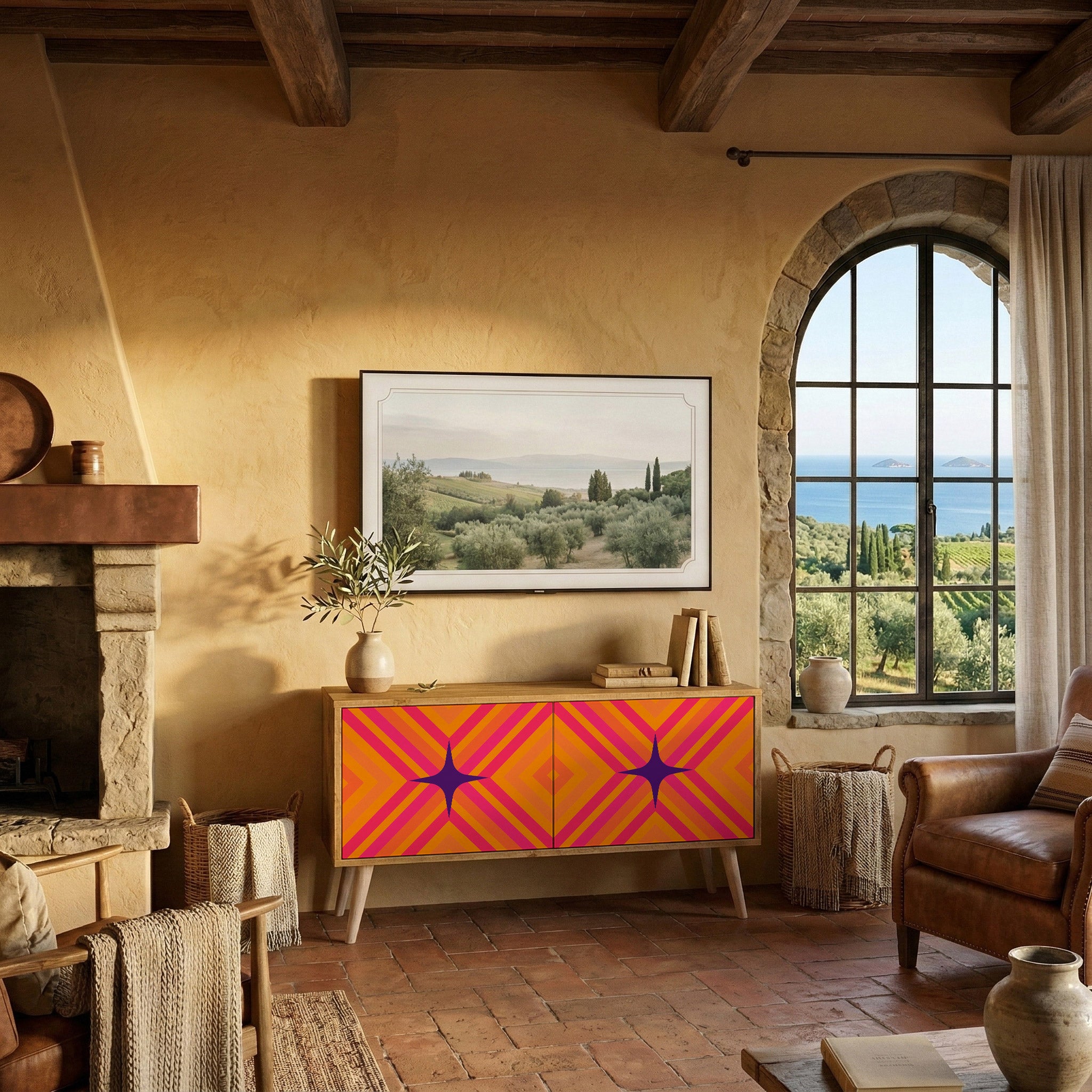 GEOMETRIC BRILLIANCE Compact 2-Door TV Cabinet