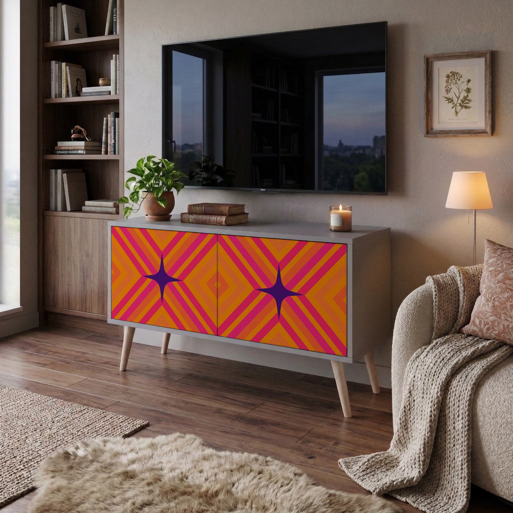 GEOMETRIC BRILLIANCE Compact 2-Door TV Cabinet