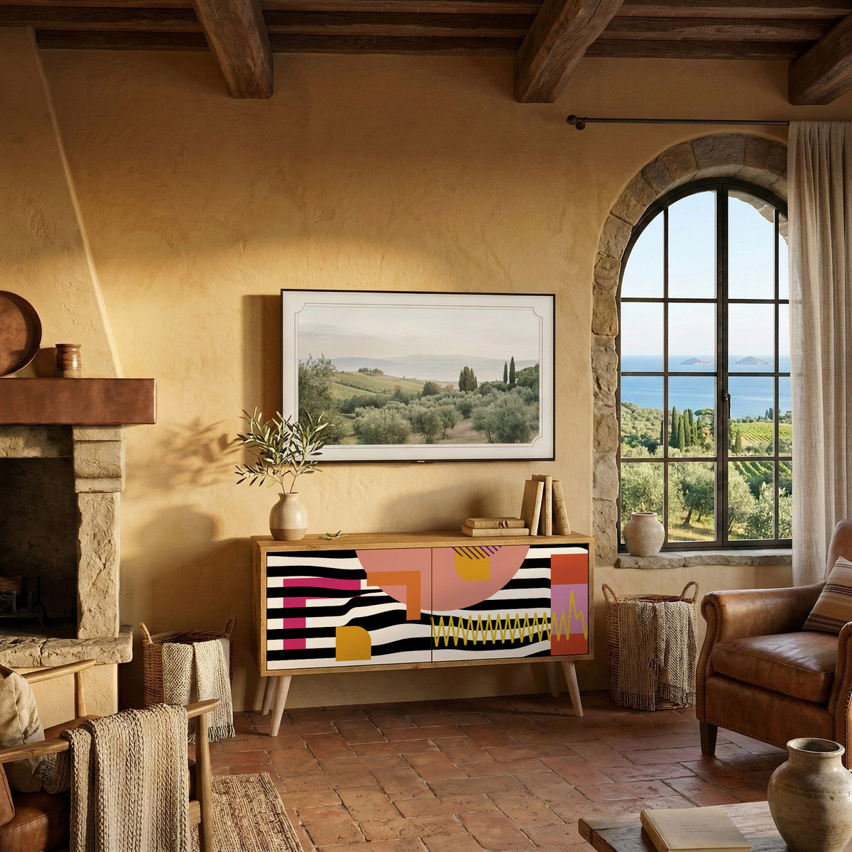 CHROMATIC ABSTRACT Kompaktes 2-türiges TV-Lowboard