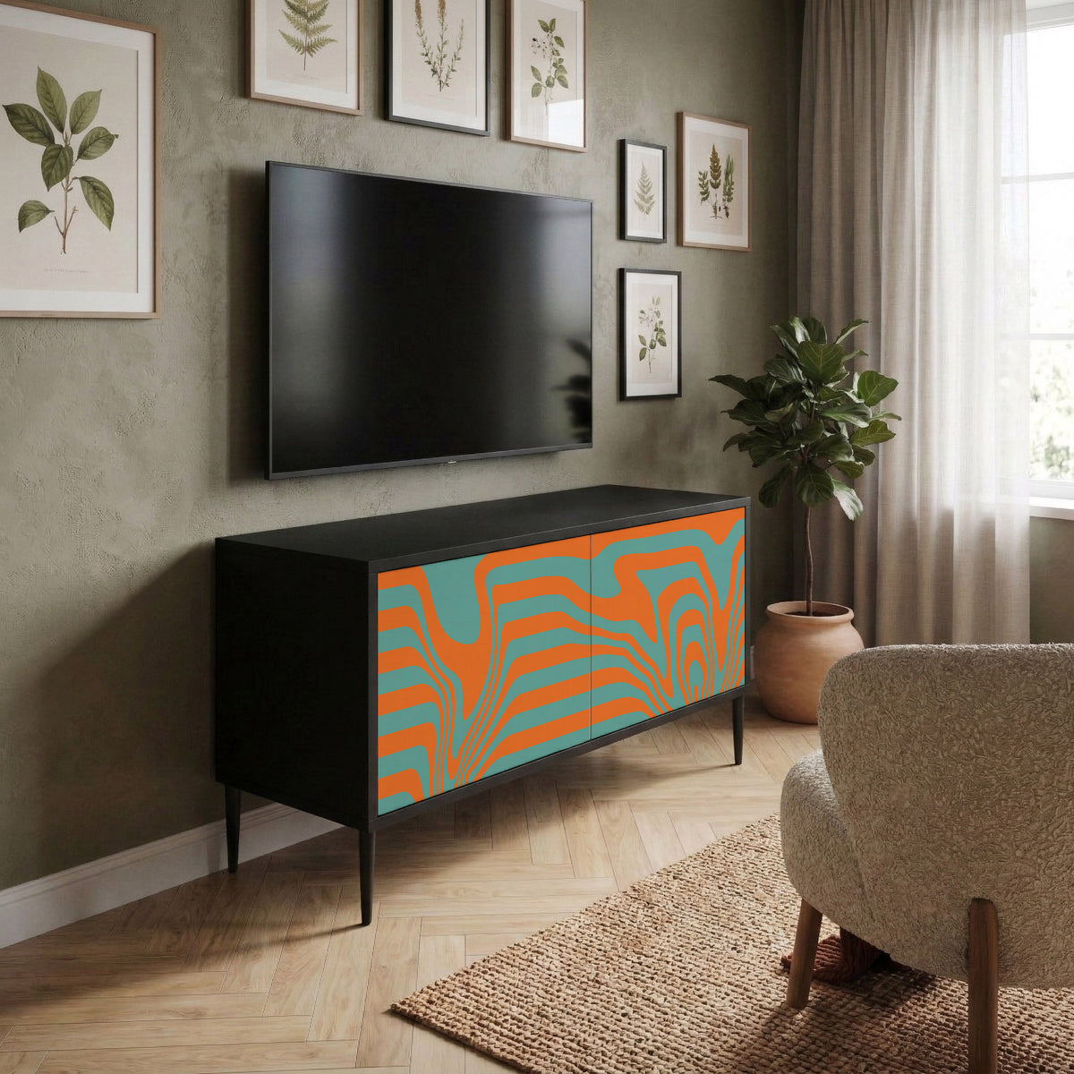 LINE COLLAPSE Compact 2-Door TV Cabinet