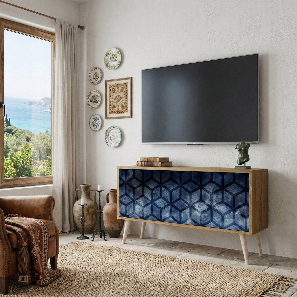 CUBIC MIST Kompaktes 2-türiges TV-Lowboard
