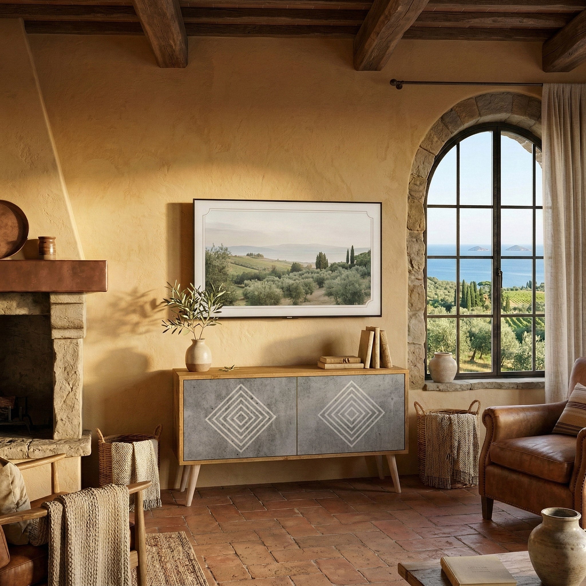 POLYGONAL ARTISTRY Compact 2-Door TV Cabinet