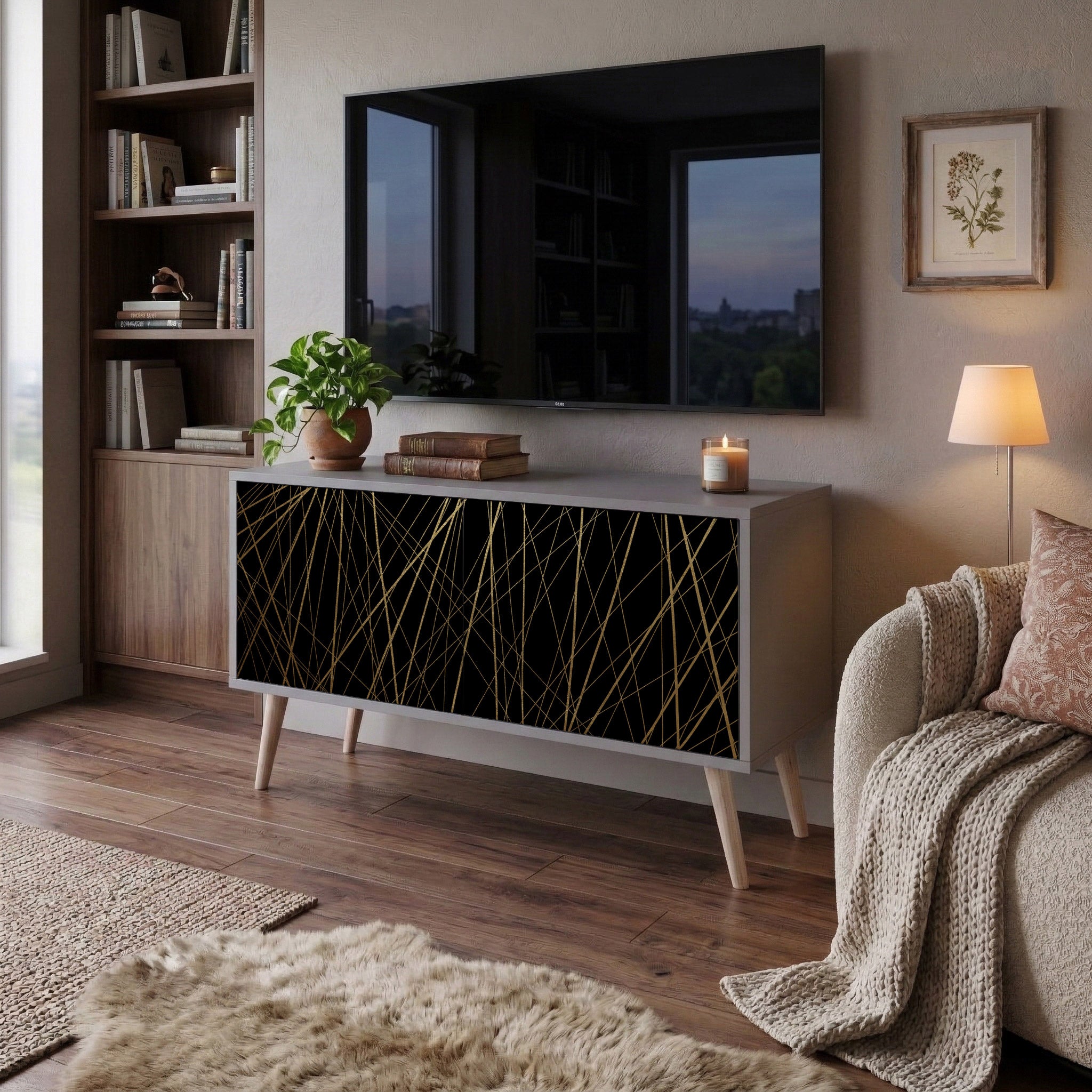 BRIGHT MESH Compact 2-Door TV Cabinet