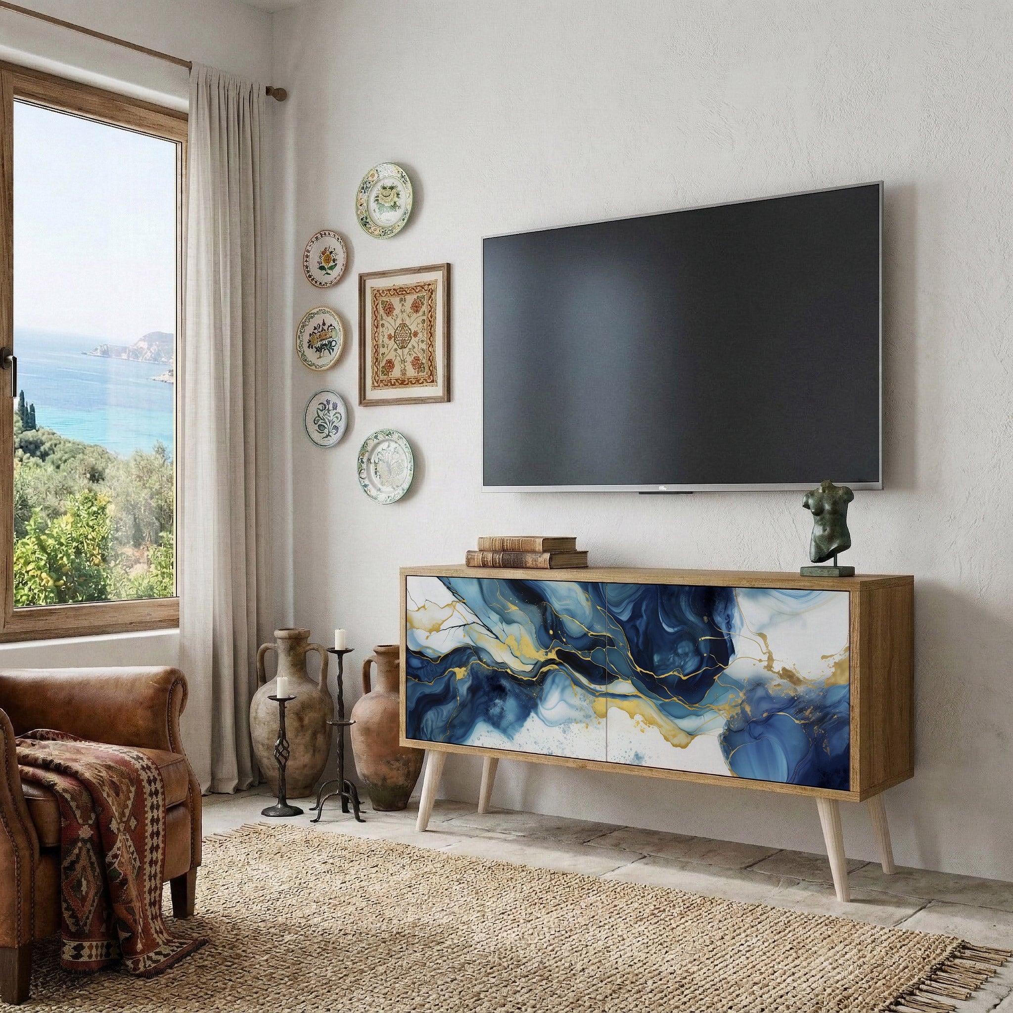 INKY MARBLE Kompaktes 2-türiges TV-Lowboard