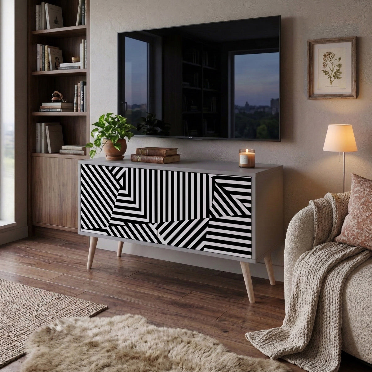 ILLUSIONARY LATTICE Kompaktes 2-türiges TV-Lowboard