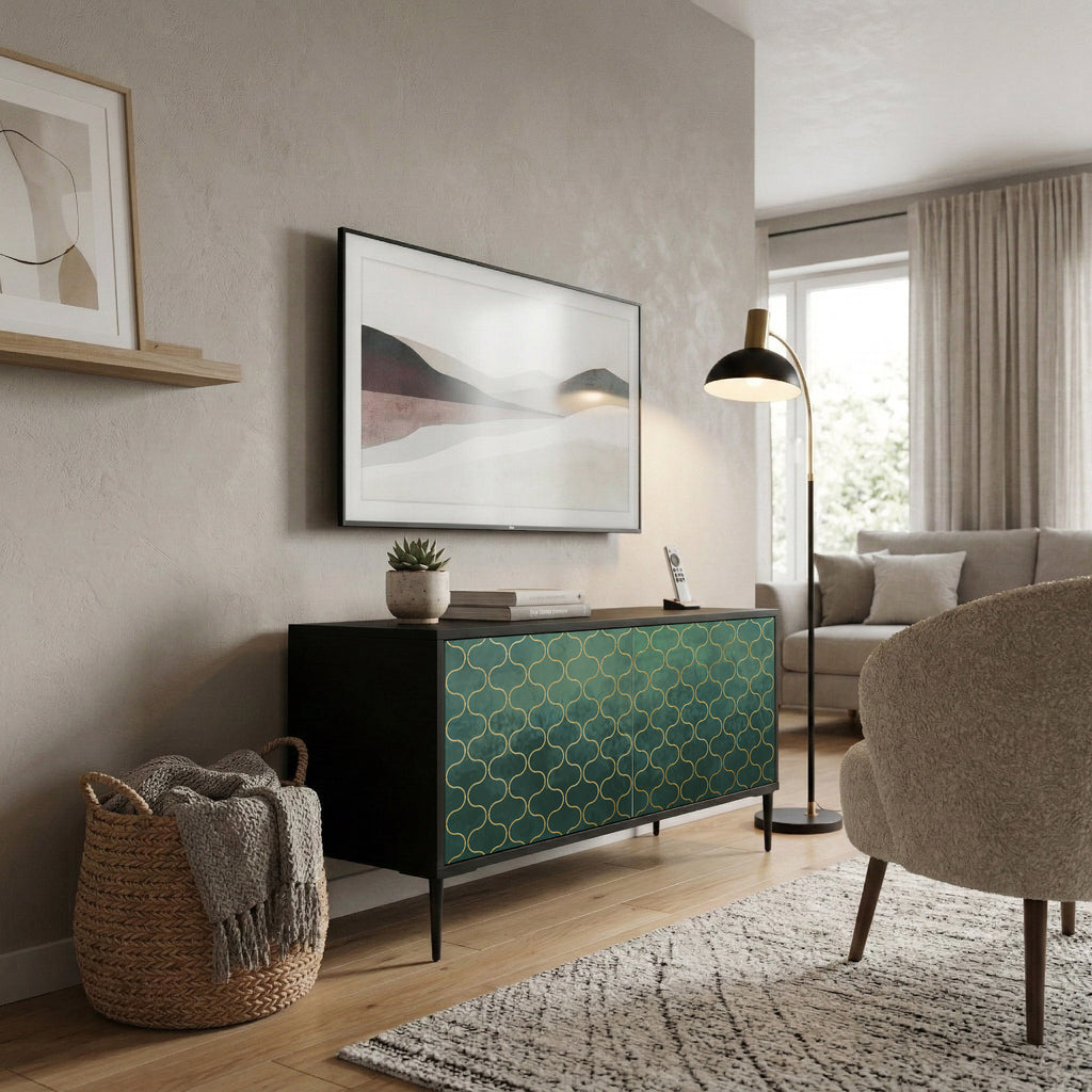 TESSELATED GREENERY Compact 2-Door TV Cabinet