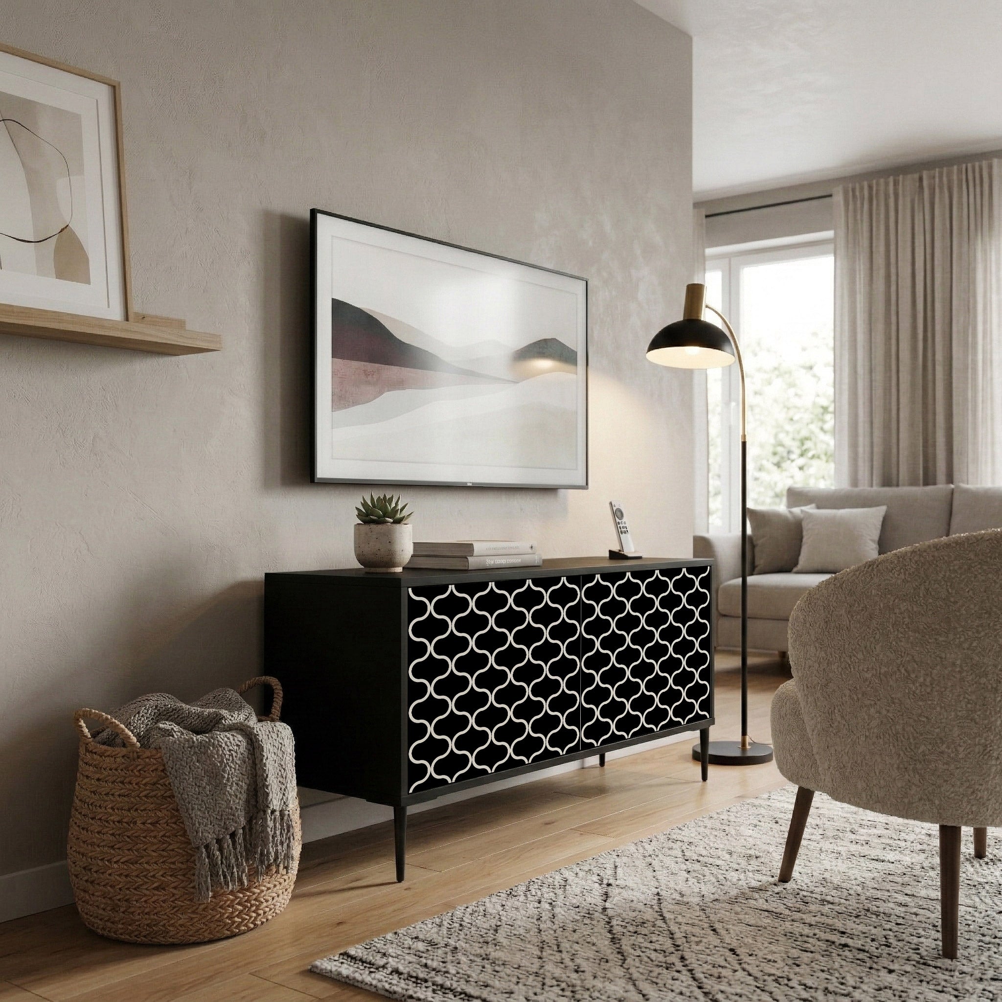 TESSELATED BLACKNESS Compact 2-Door TV Cabinet