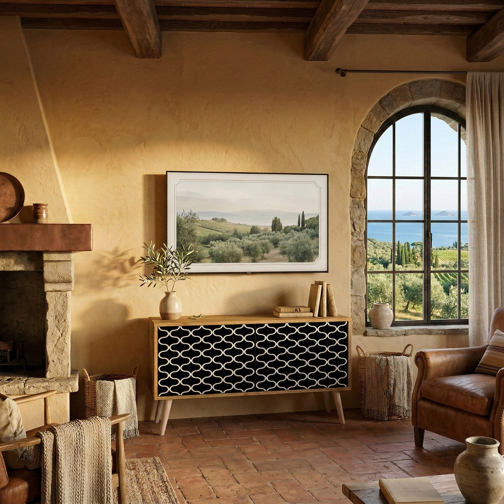 TESSELATED BLACKNESS Compact 2-Door TV Cabinet