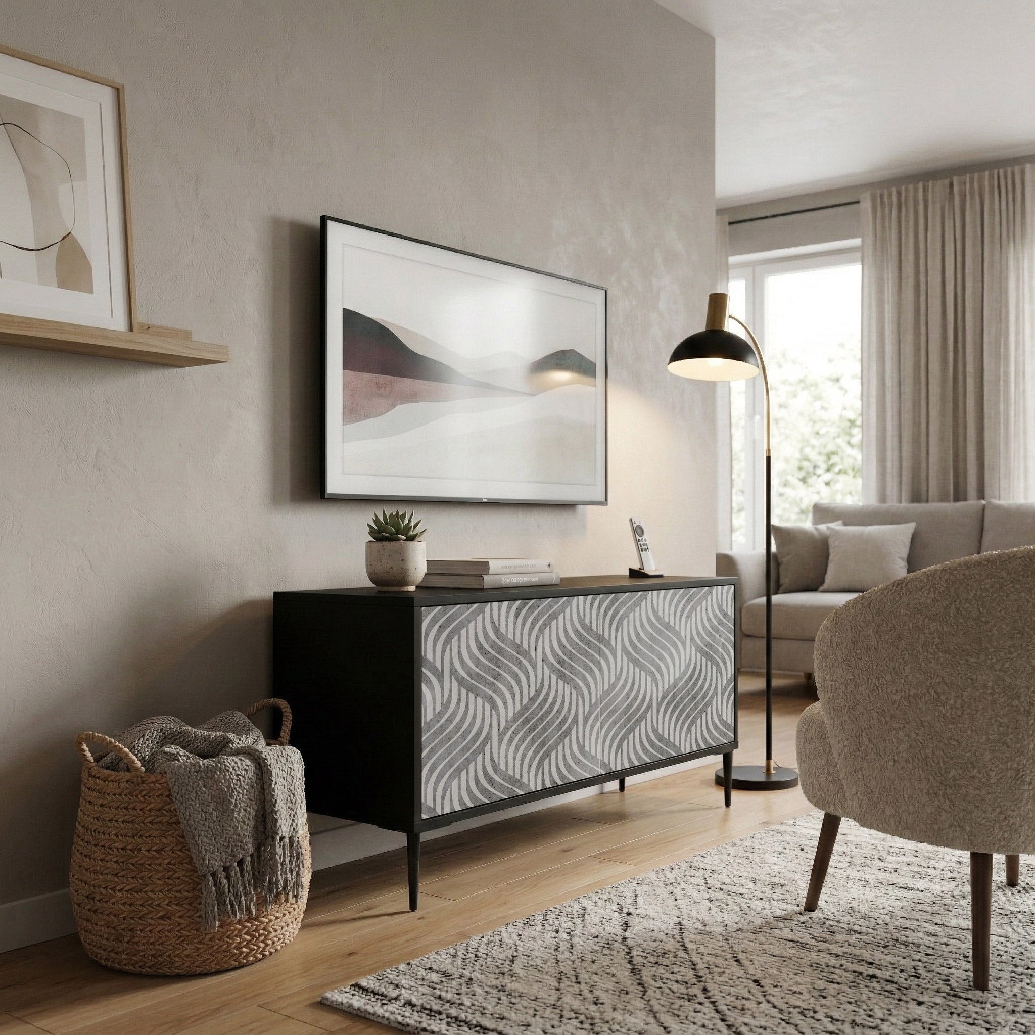 CONCRETE MOVEMENT Compact 2-Door TV Cabinet