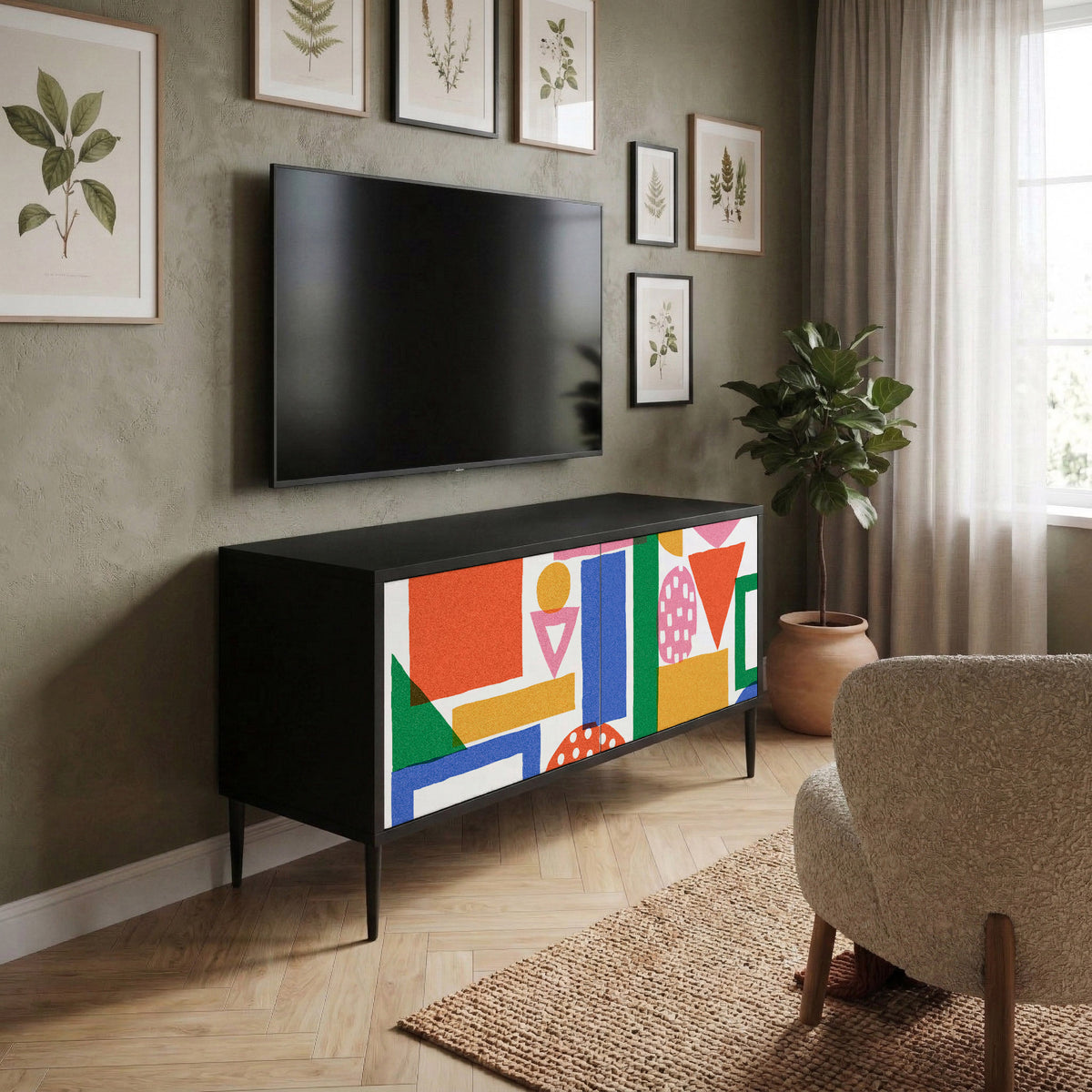 GEOMETRIC GLIMMER Kompaktes 2-türiges TV-Lowboard