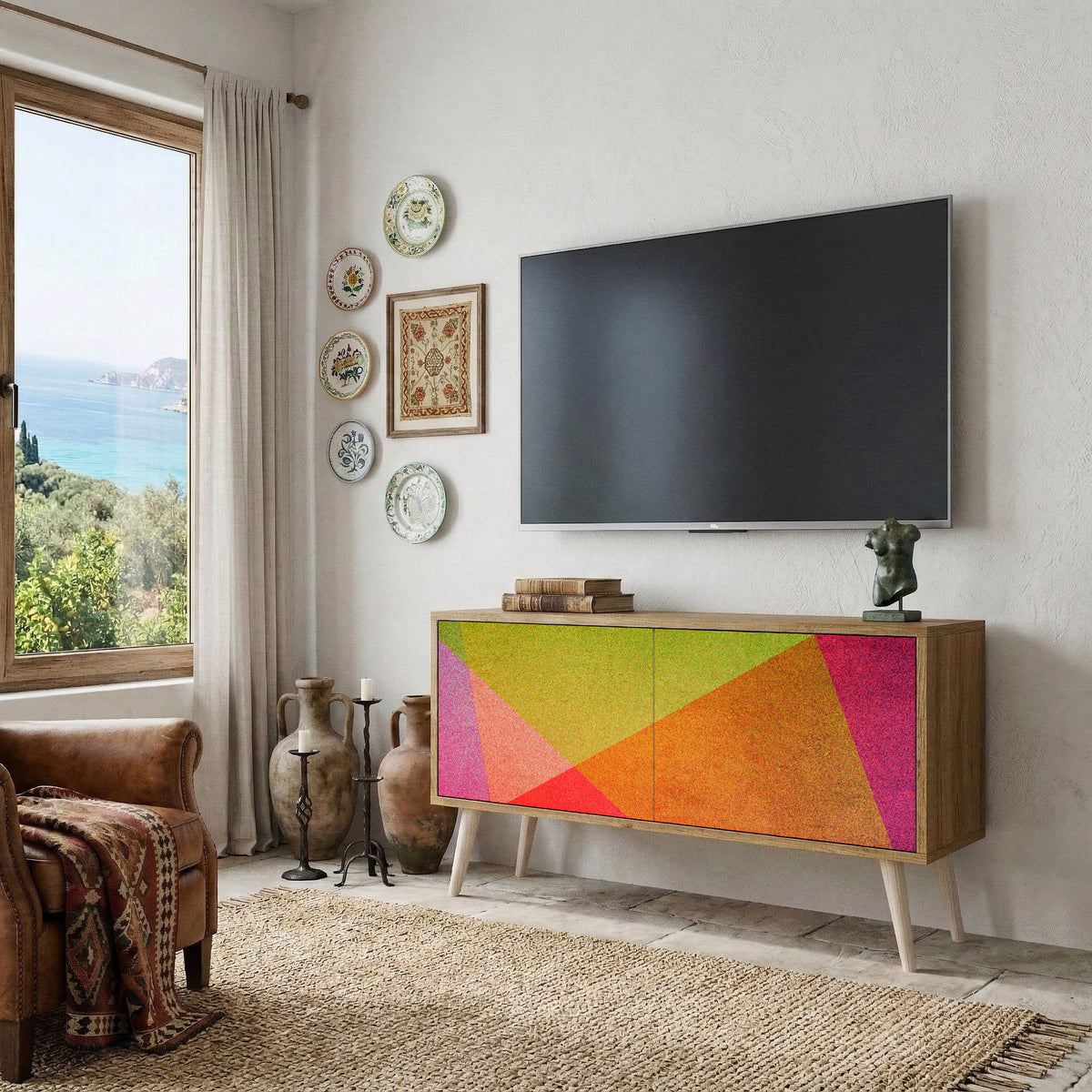 VIVID GEOMETRY Kompaktes 2-türiges TV-Lowboard