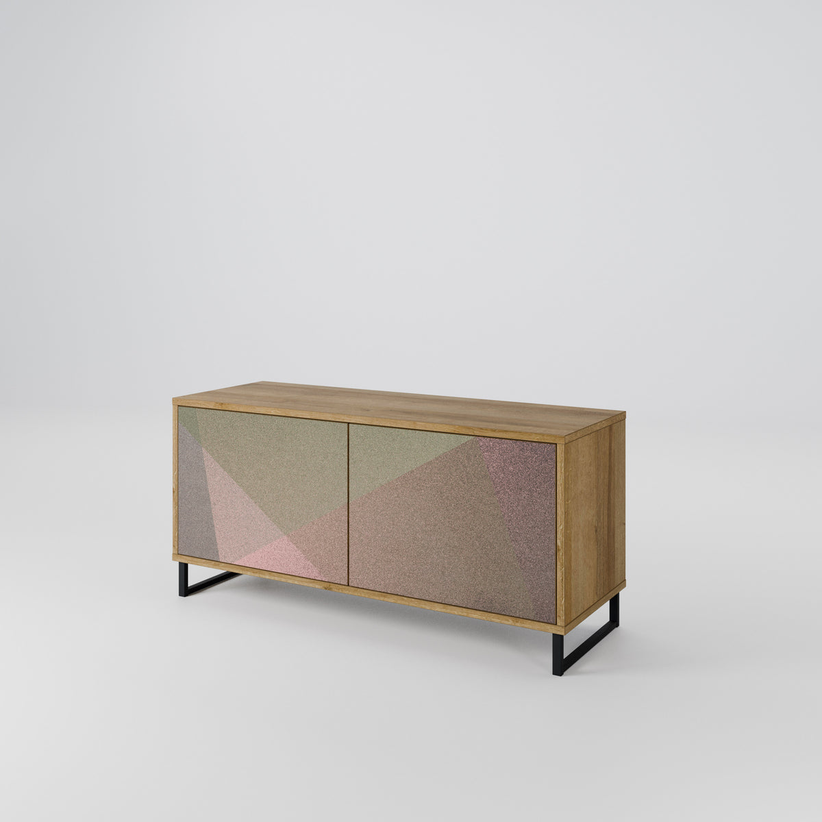 BEIGE GEOMETRY Kompaktes 2-türiges TV-Lowboard