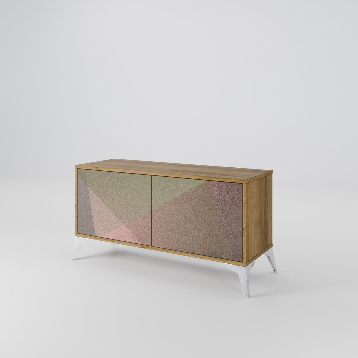 BEIGE GEOMETRY Kompaktes 2-türiges TV-Lowboard