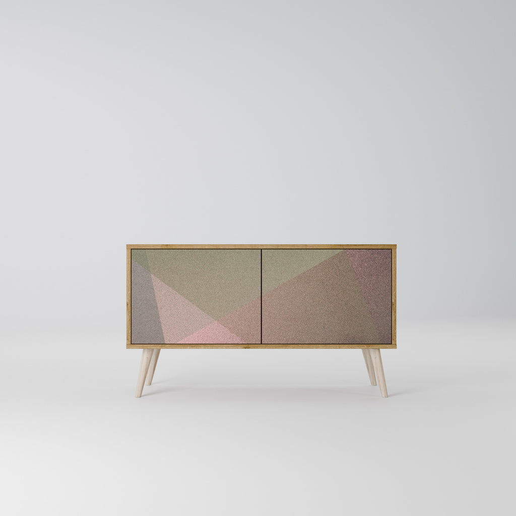 BEIGE GEOMETRY Compact 2-Door TV Cabinet