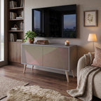 BEIGE GEOMETRY Compact 2-Door TV Cabinet