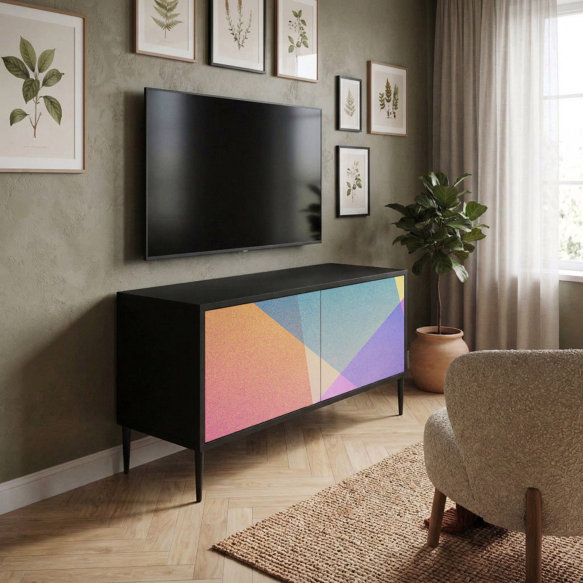 BRIGHT GEOMETRY Kompaktes 2-türiges TV-Lowboard