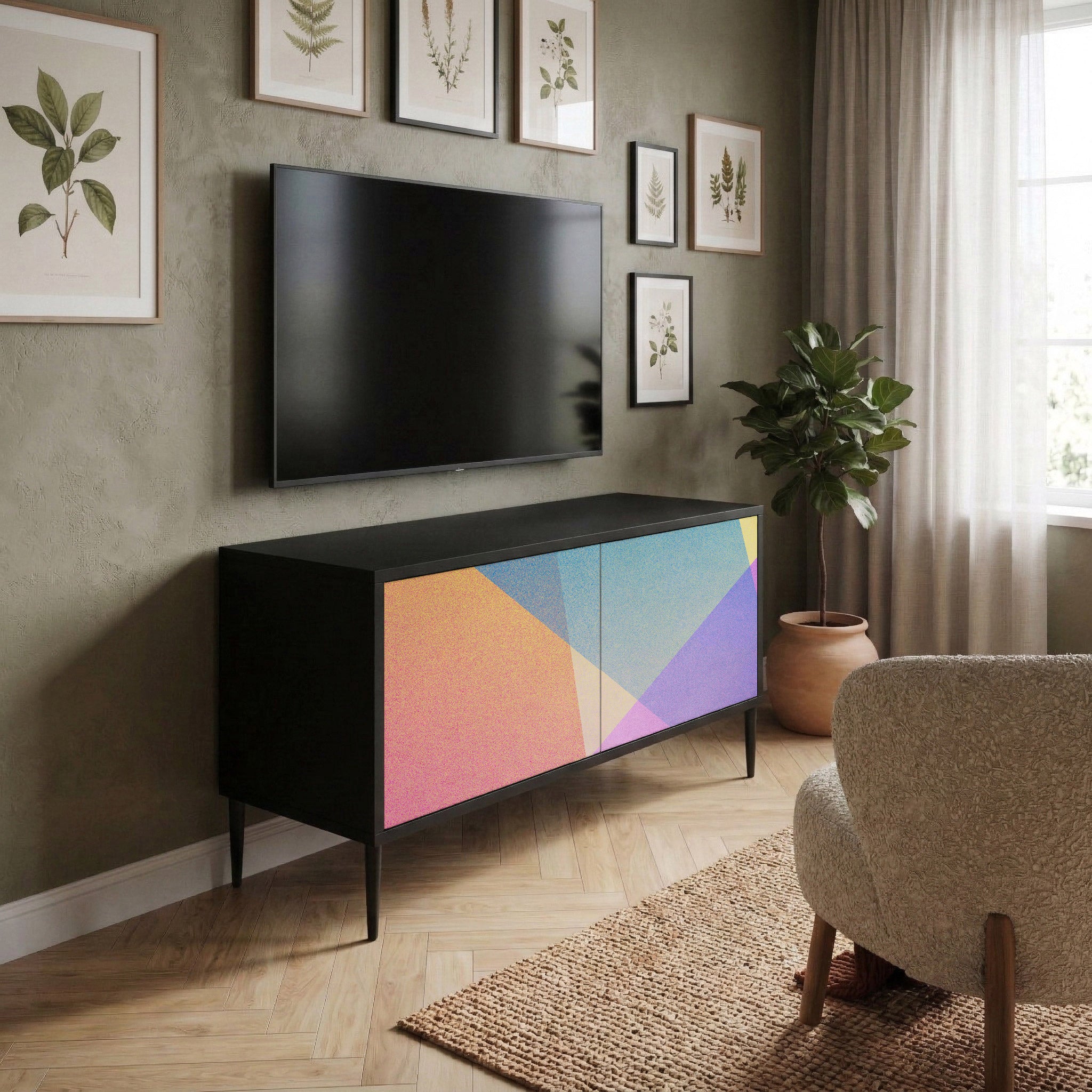 BRIGHT GEOMETRY Compact 2-Door TV Cabinet