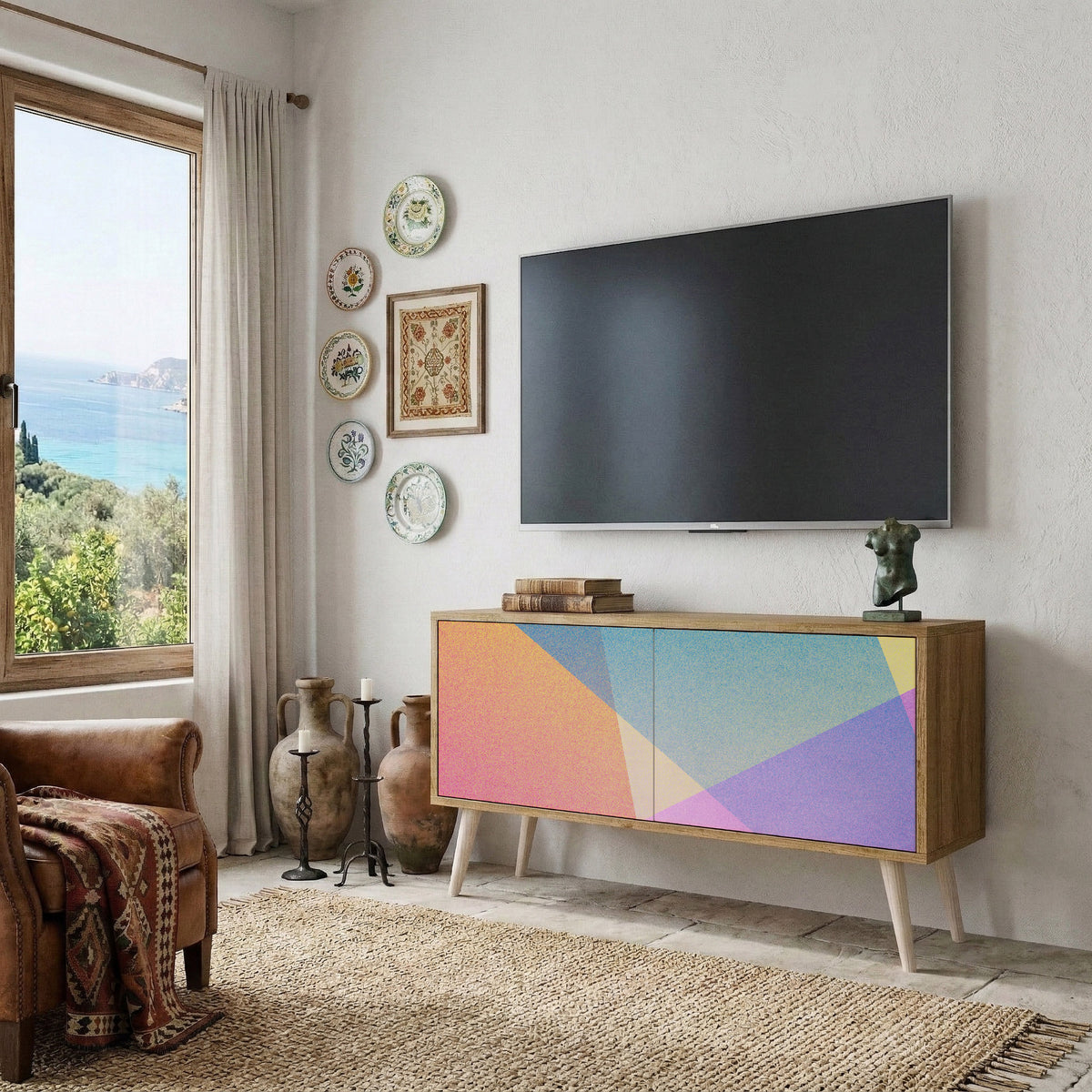 BRIGHT GEOMETRY Kompaktes 2-türiges TV-Lowboard