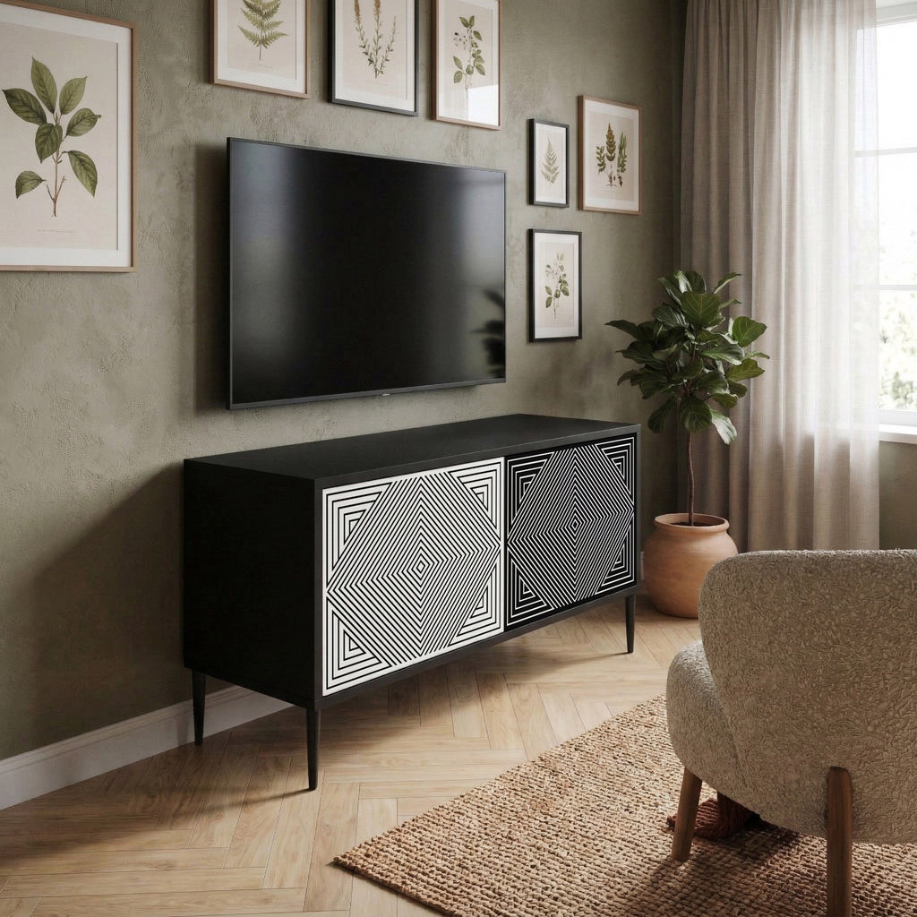 POLYGON ILLUSION Kompaktes 2-türiges TV-Lowboard