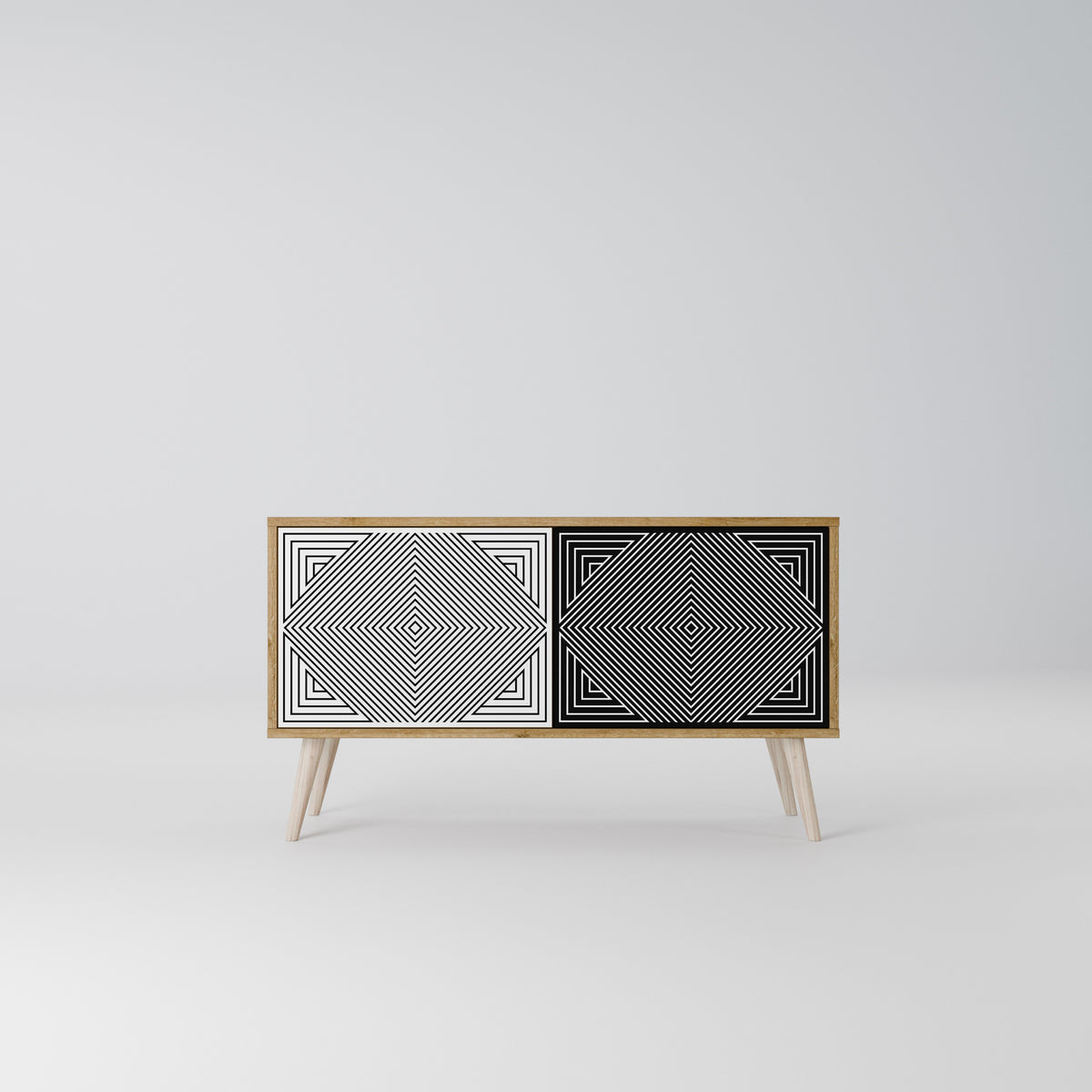 POLYGON ILLUSION Kompaktes 2-türiges TV-Lowboard