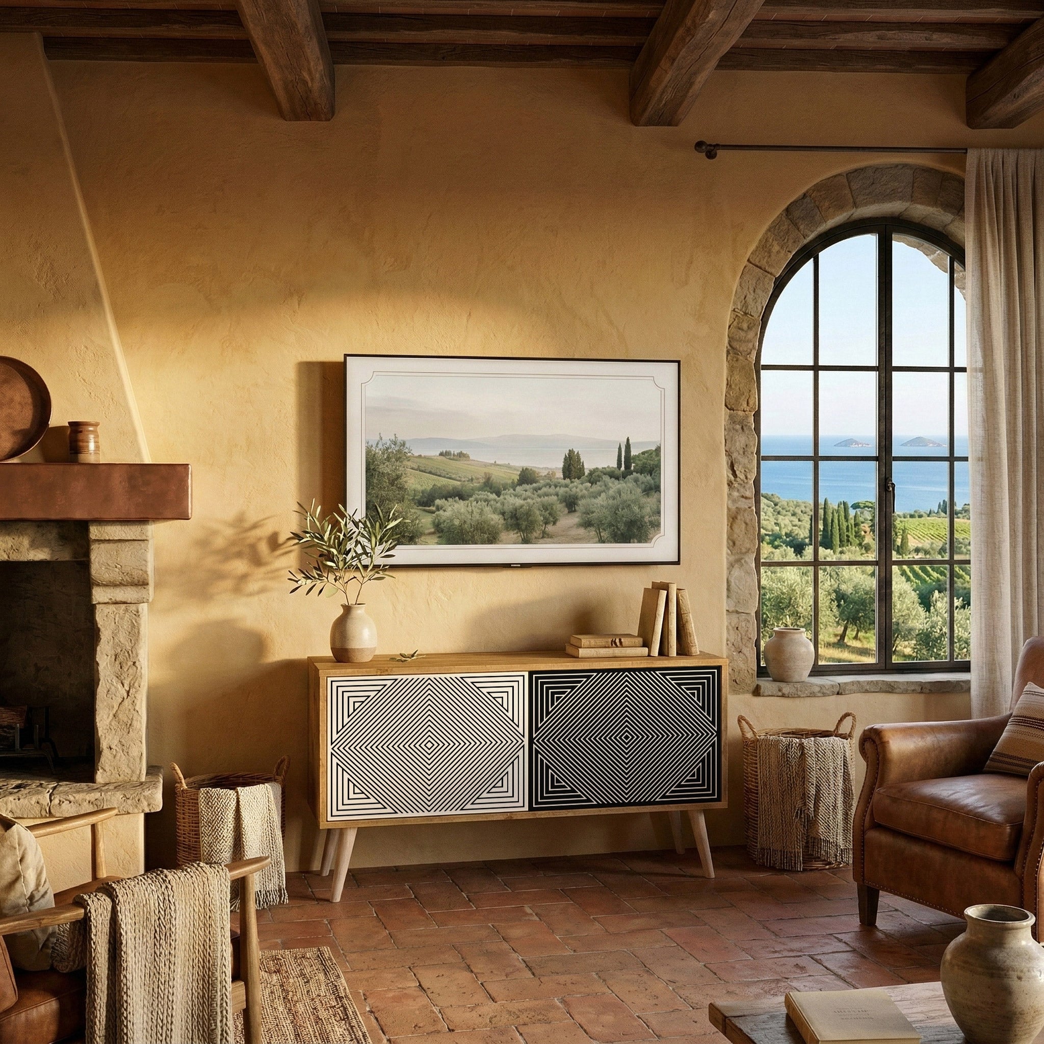 POLYGON ILLUSION Kompaktes 2-türiges TV-Lowboard