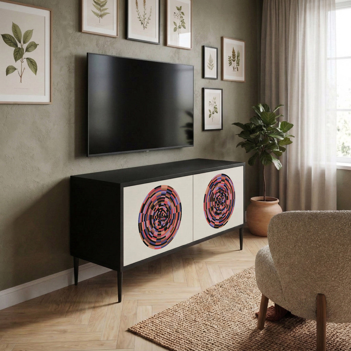 BROWN CIRCLES Kompaktes 2-türiges TV-Lowboard