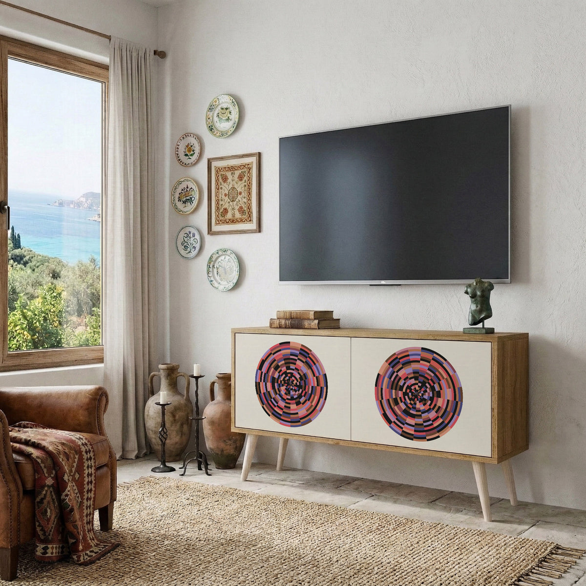 BROWN CIRCLES Kompaktes 2-türiges TV-Lowboard