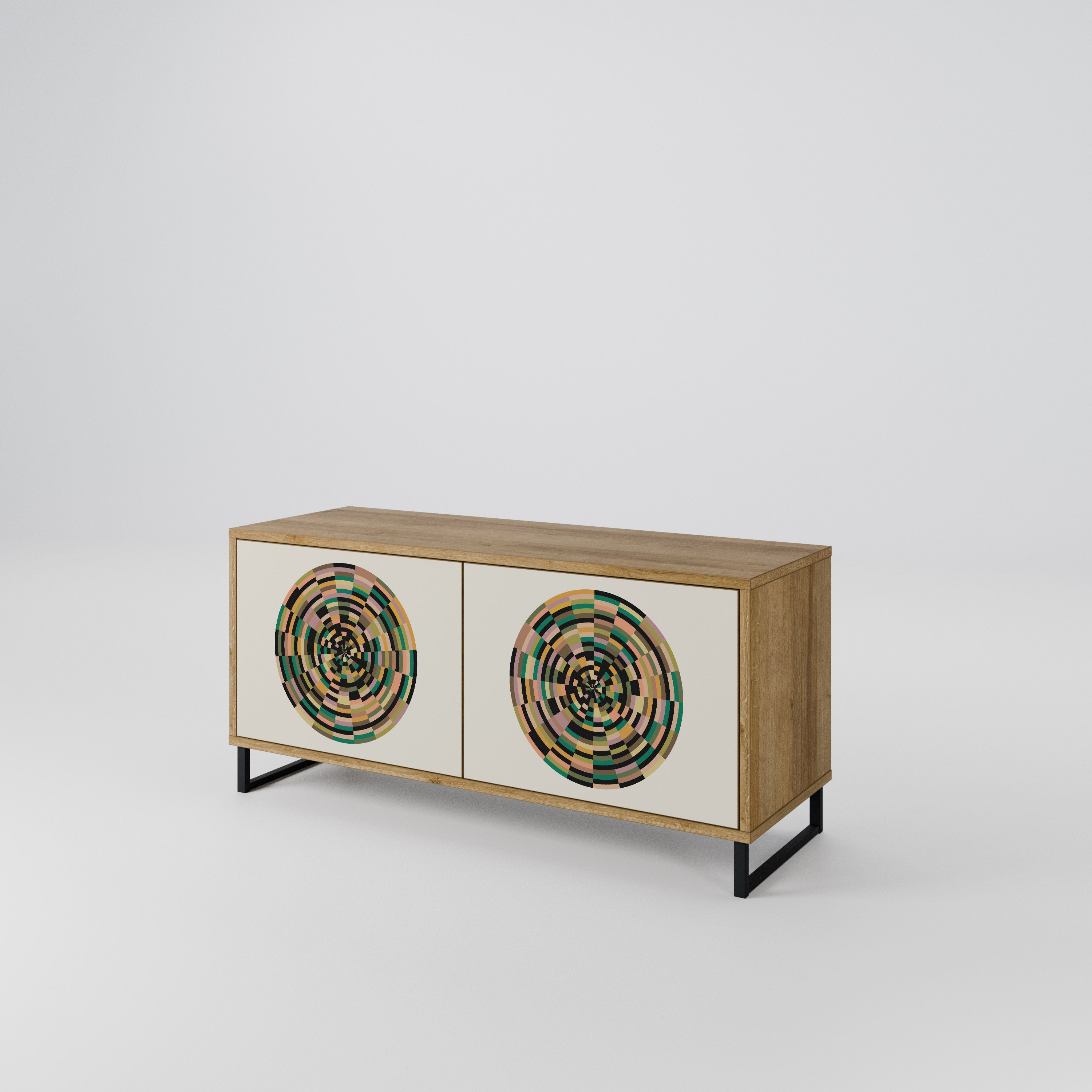 GREEN CIRCLES Compact 2-Door TV Cabinet