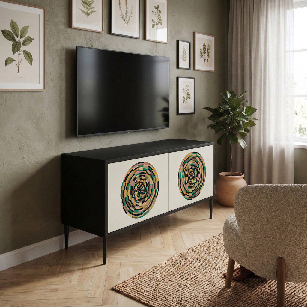 GREEN CIRCLES Compact 2-Door TV Cabinet