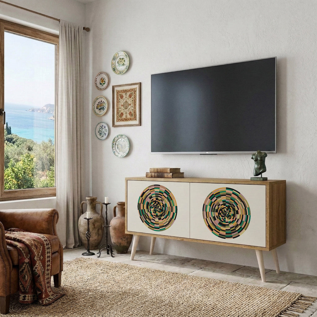 GREEN CIRCLES Compact 2-Door TV Cabinet