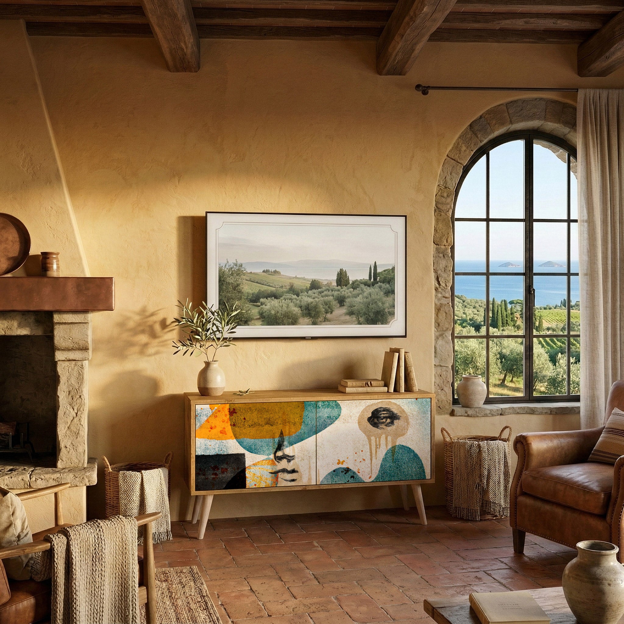 ABSTRACT FACES Kompaktes 2-türiges TV-Lowboard