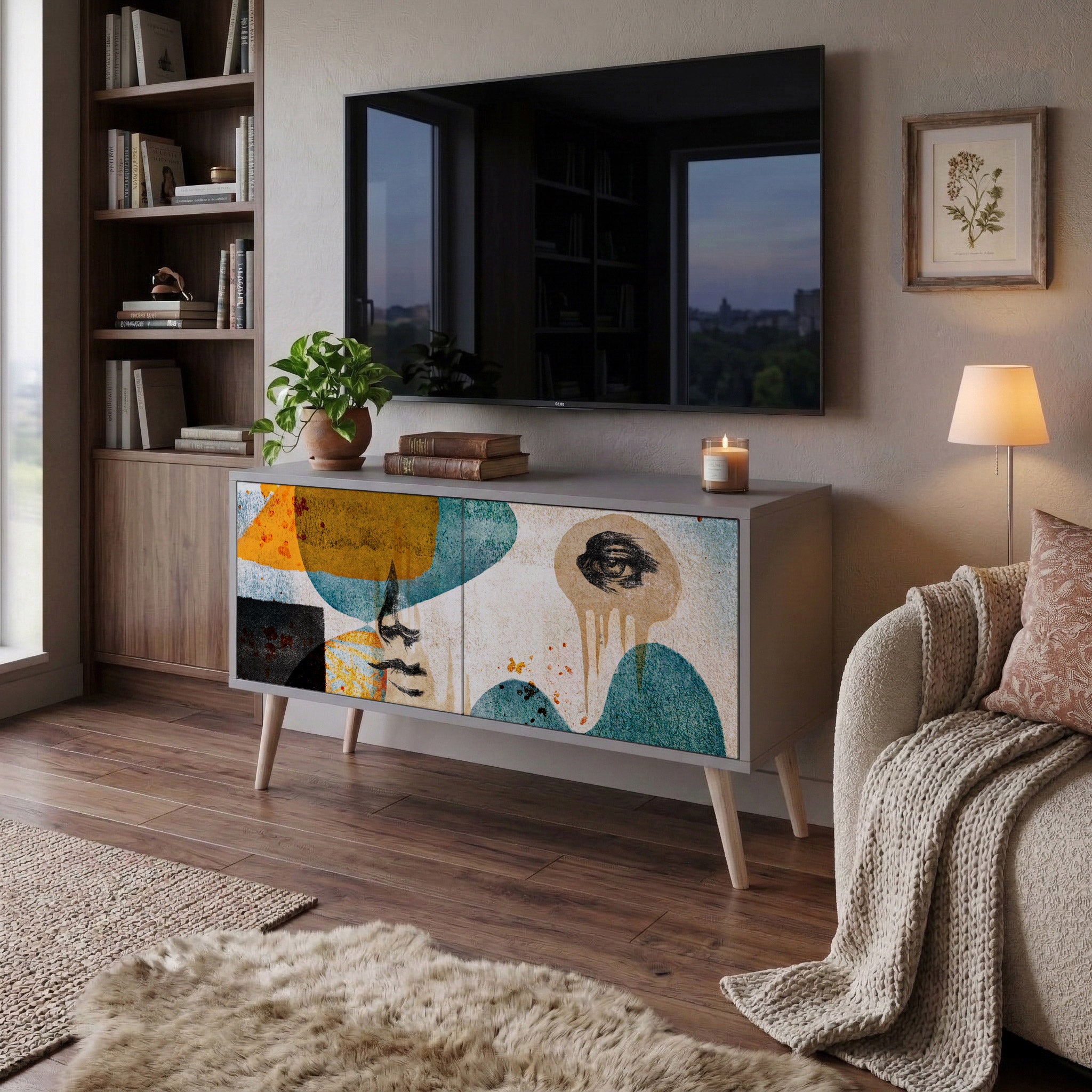 ABSTRACT FACES Kompaktes 2-türiges TV-Lowboard