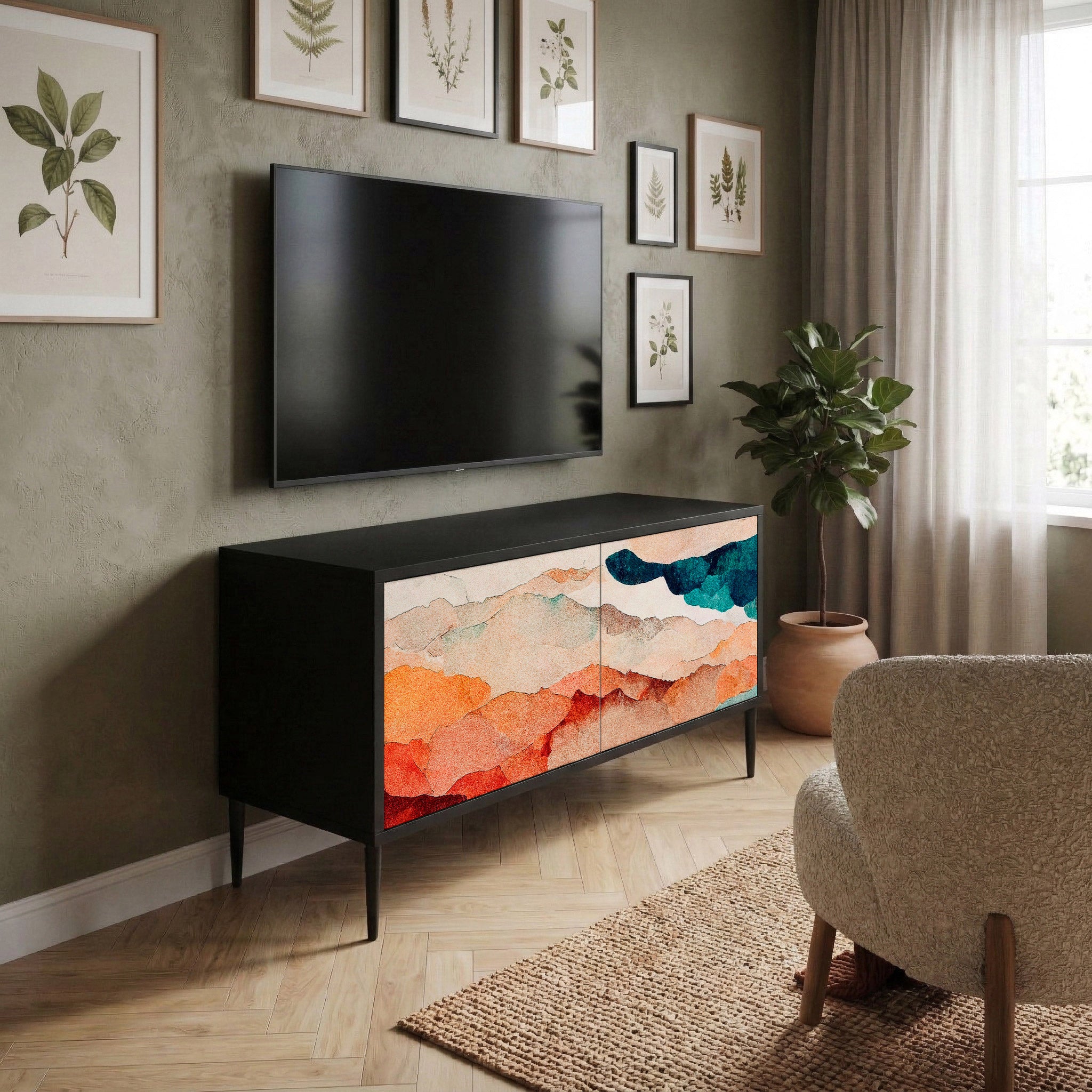 ABSTRACT LANDSCAPE Kompaktes 2-türiges TV-Lowboard
