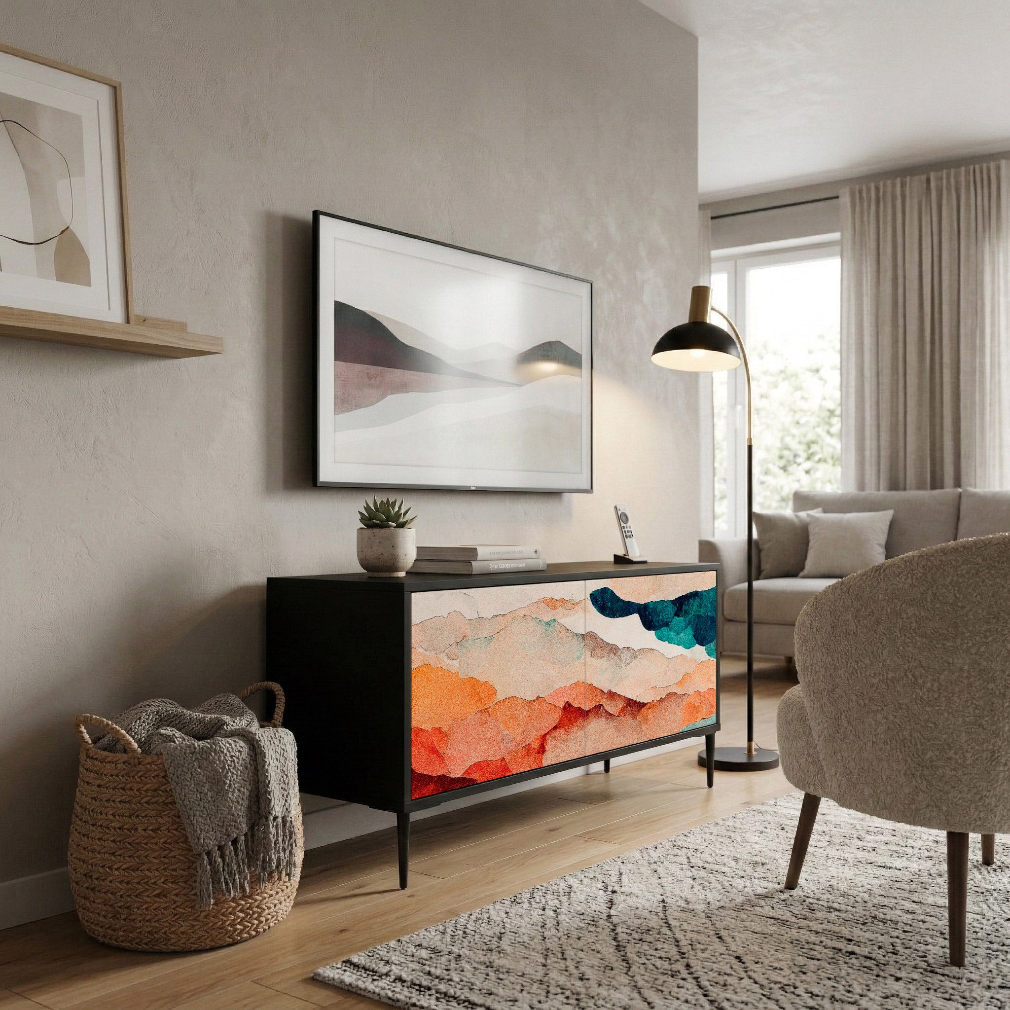 ABSTRACT LANDSCAPE Kompaktes 2-türiges TV-Lowboard