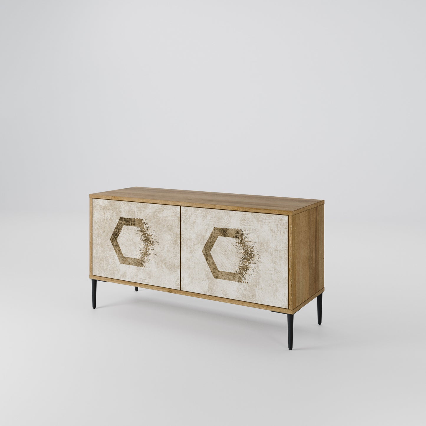 HEXAGONAL SHAPES Compact 2-Door TV Cabinet