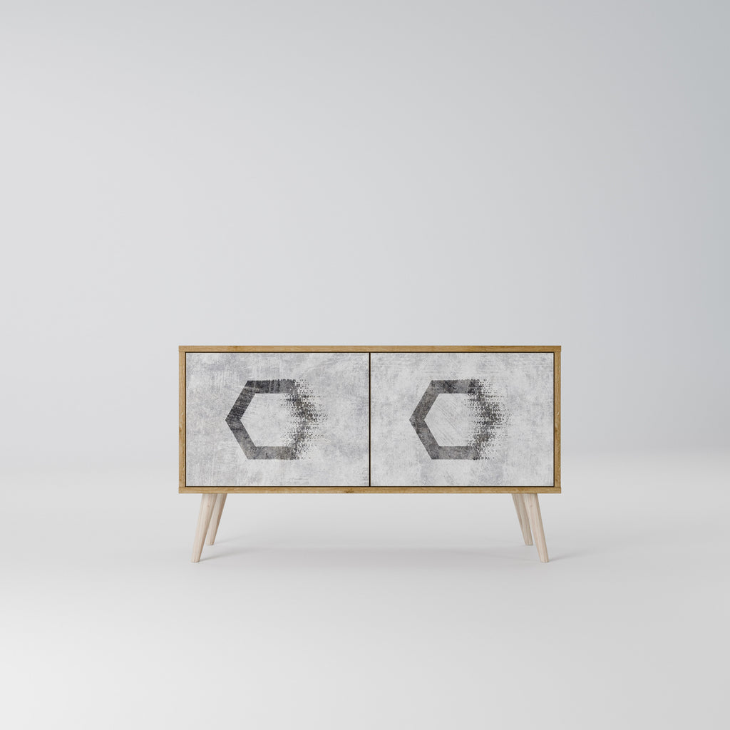 HEXAGONAL FIGURES Compact 2-Door TV Cabinet