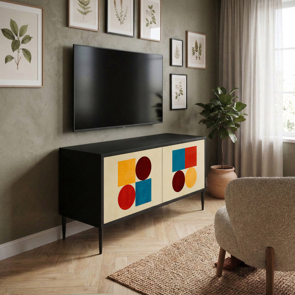 GEOMETRIC PUZZLE Compact 2-Door TV Cabinet